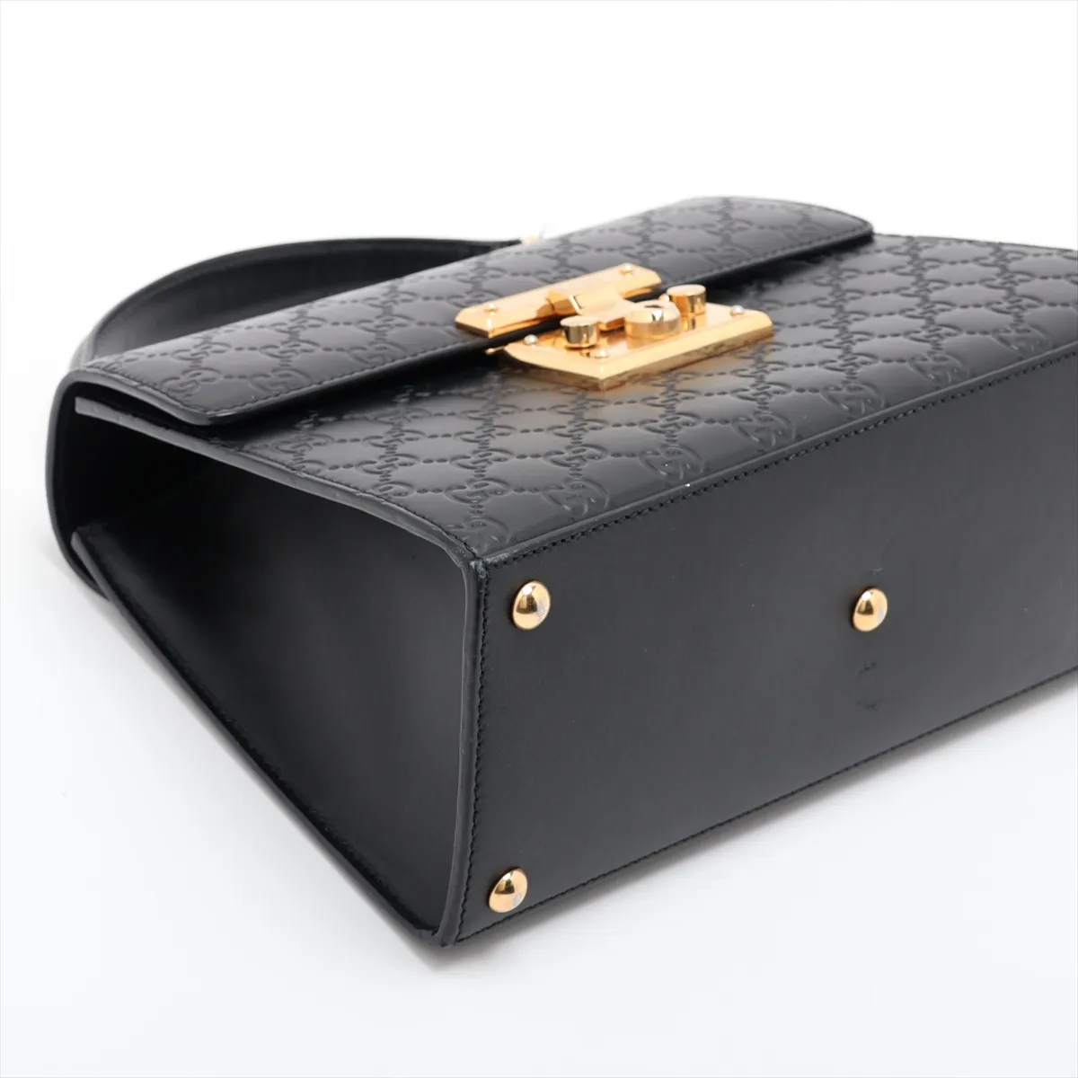 Guccissima Padlock Leather Handbag Black 453188 — view 4