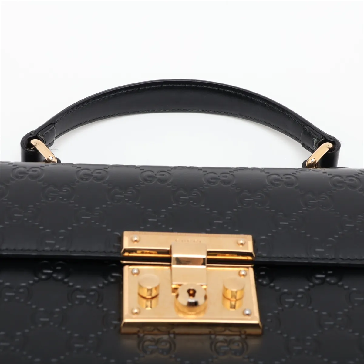 Guccissima Padlock Leather Handbag Black 453188 — view 6