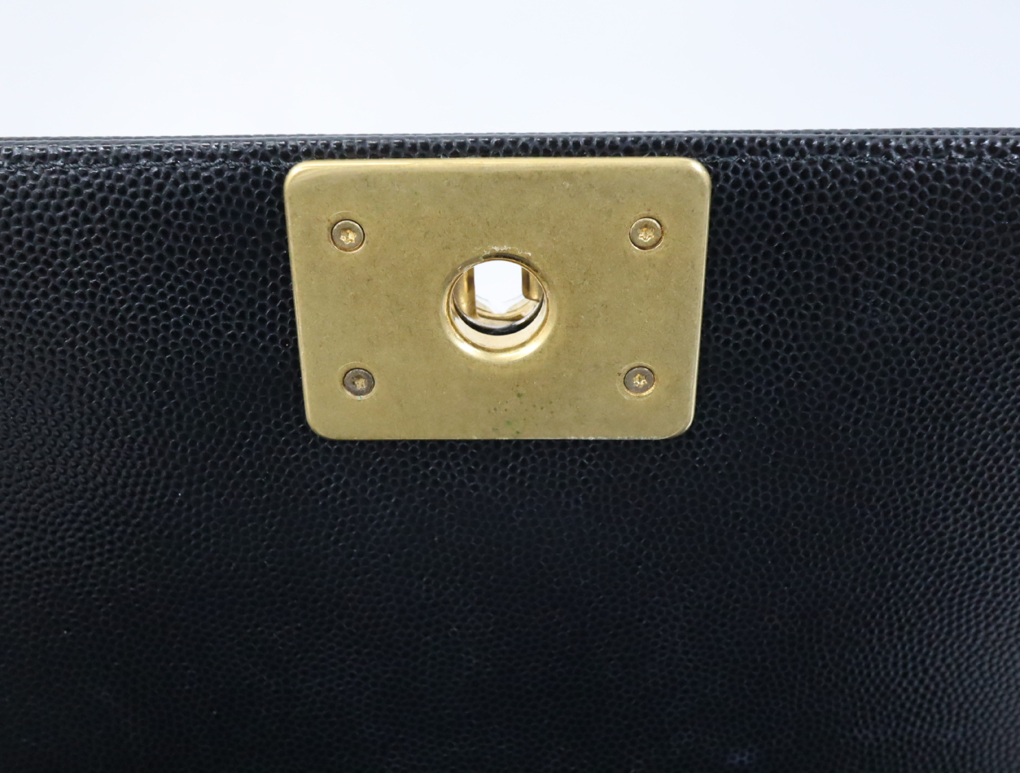 Boy Chanel 20 Small Caviar Skin Chain Shoulder Bag, Black with Gold Hardware and Random Plate Design (A67085) — view 13