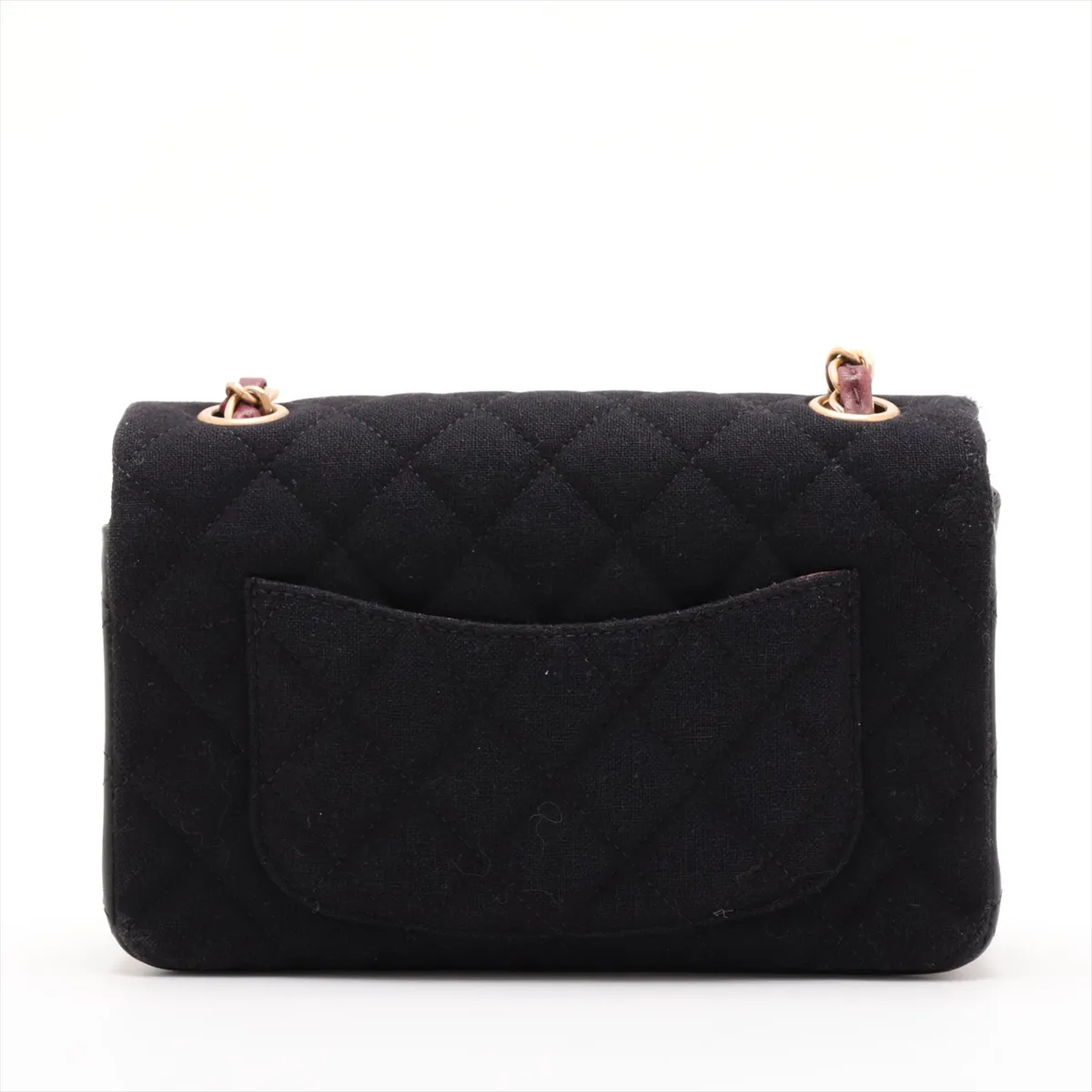 Matelassé Canvas x Leather Single Flap Single Chain Bag, Black with Gold Hardware, 26125848, Serial Number 26 — view 2