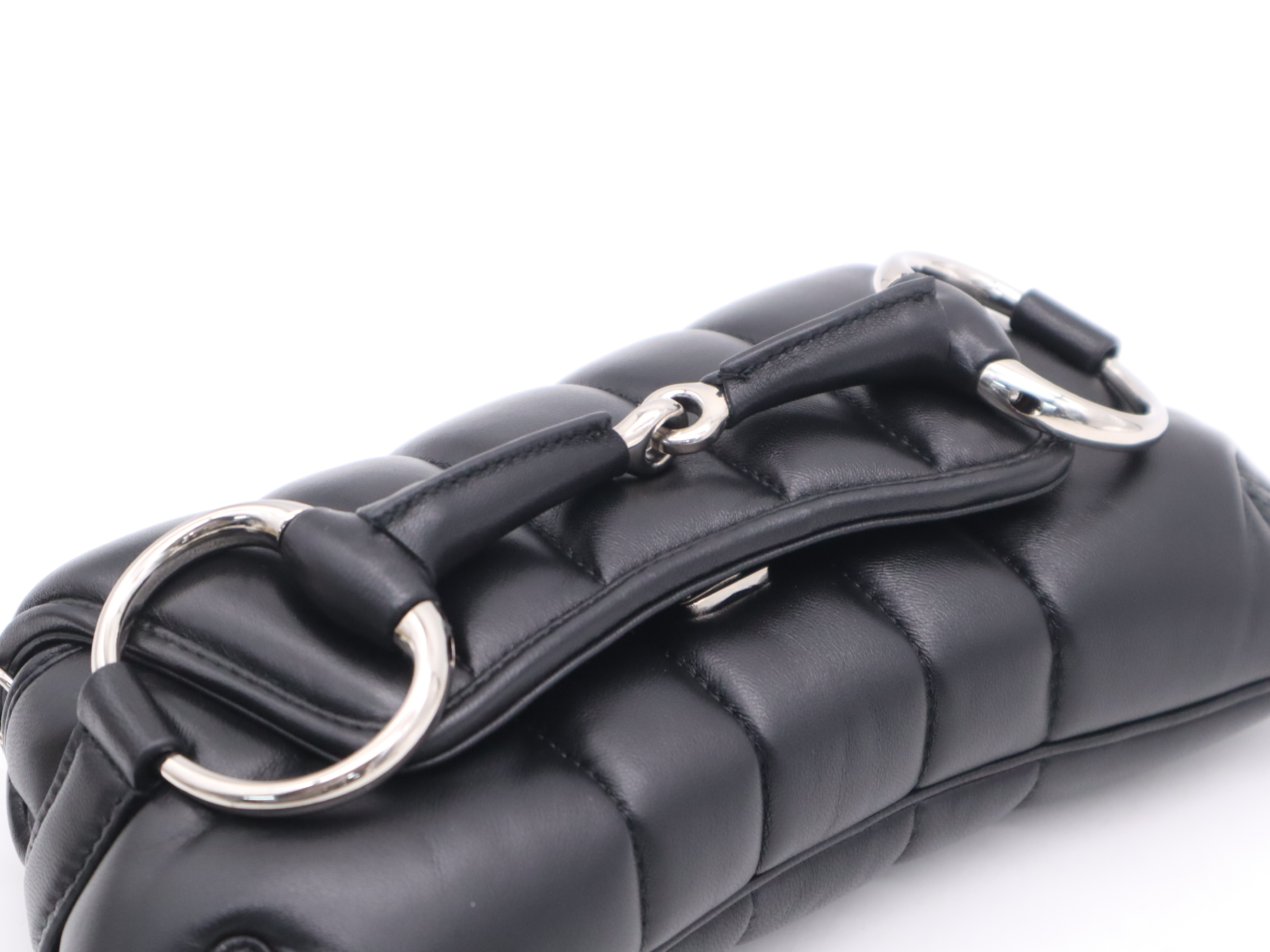 764339 Leather Horsebit Chain Small Shoulder Bag, Black, with 2 Shoulder Straps and Dust Bag. — view 6