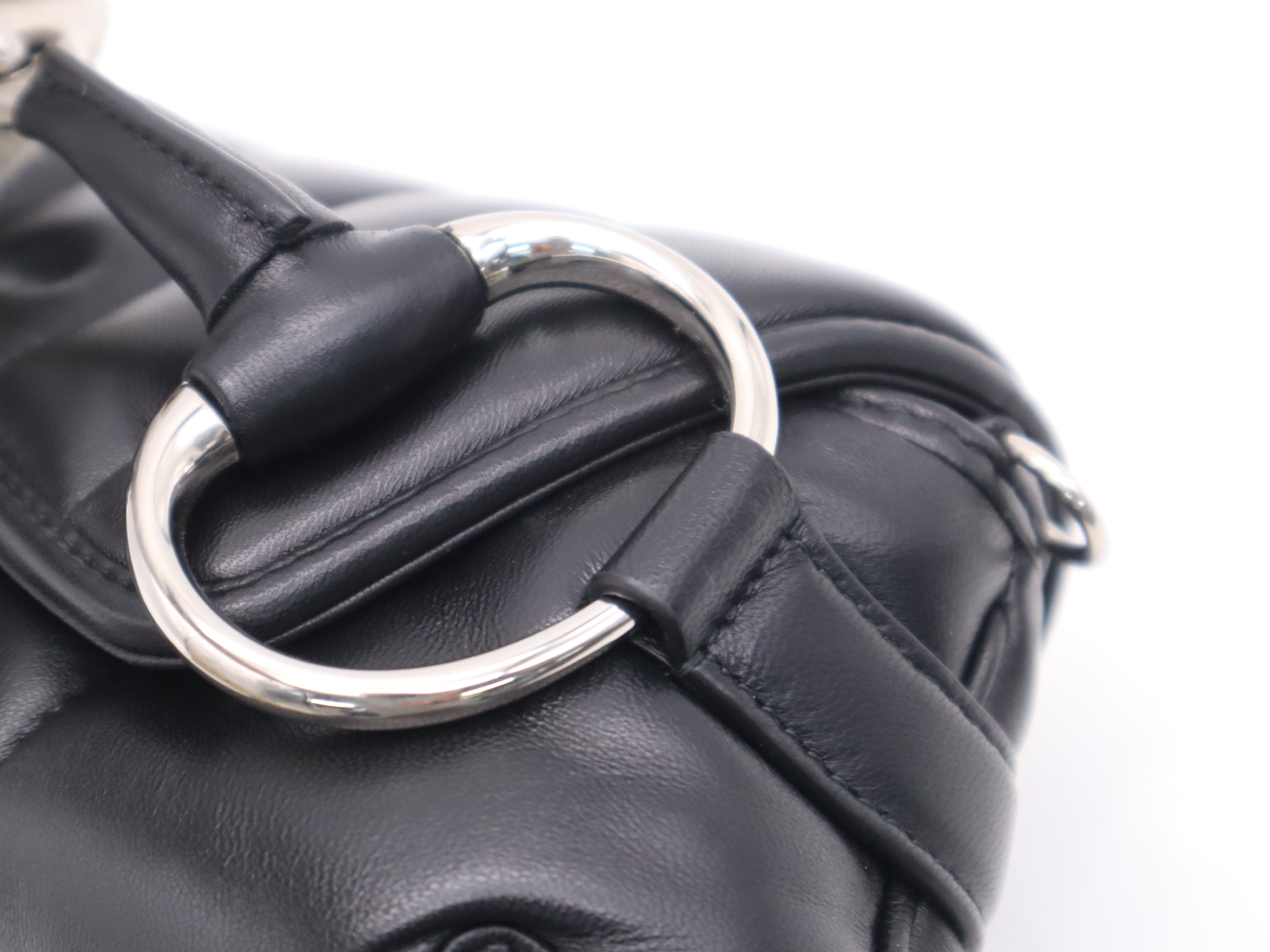764339 Leather Horsebit Chain Small Shoulder Bag, Black, with 2 Shoulder Straps and Dust Bag. — view 8