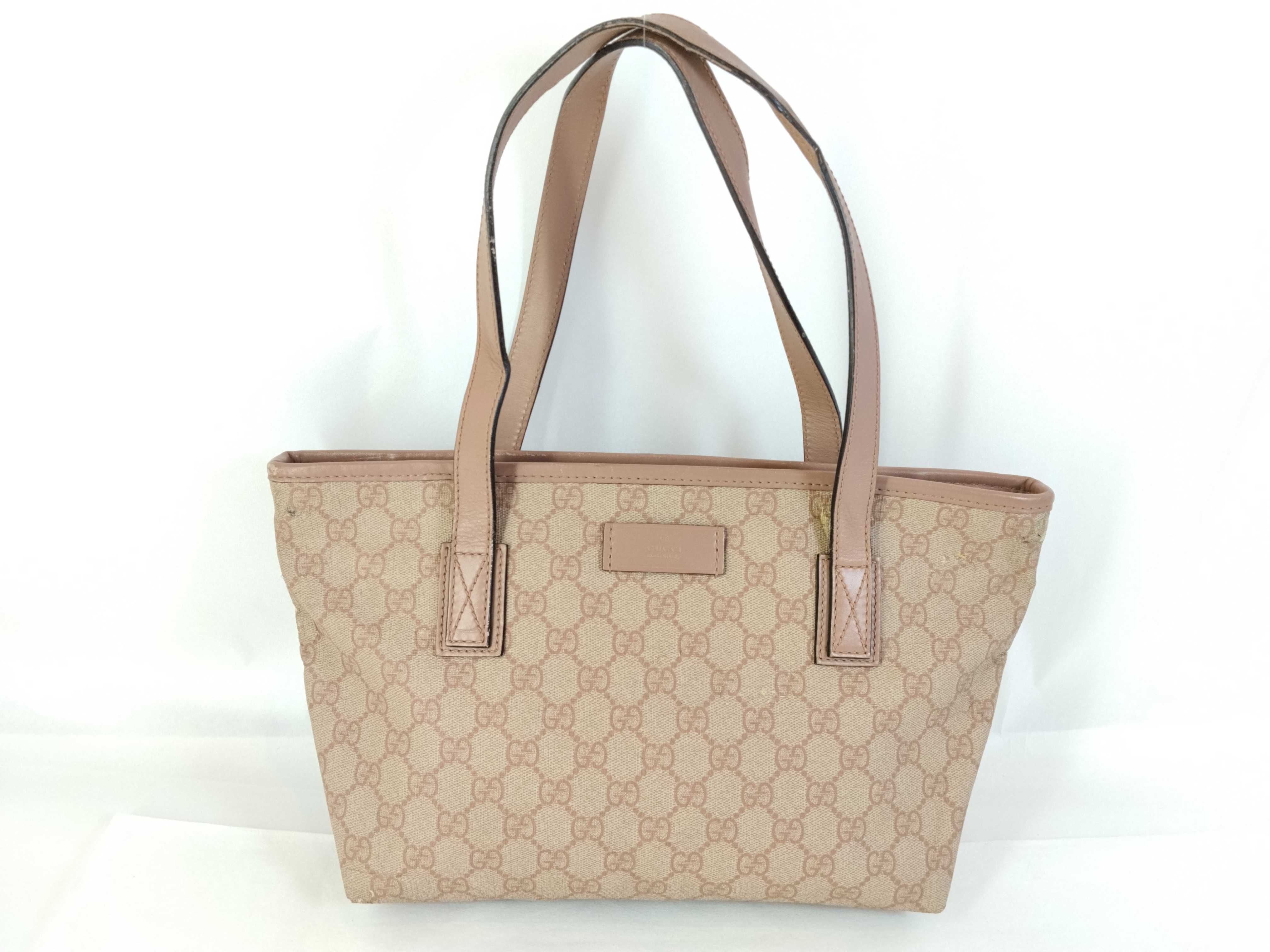 GG Supreme ID-GG Supreme PVC & Cowhide Tote Bag Beige x Pink 211138 Tote Bag