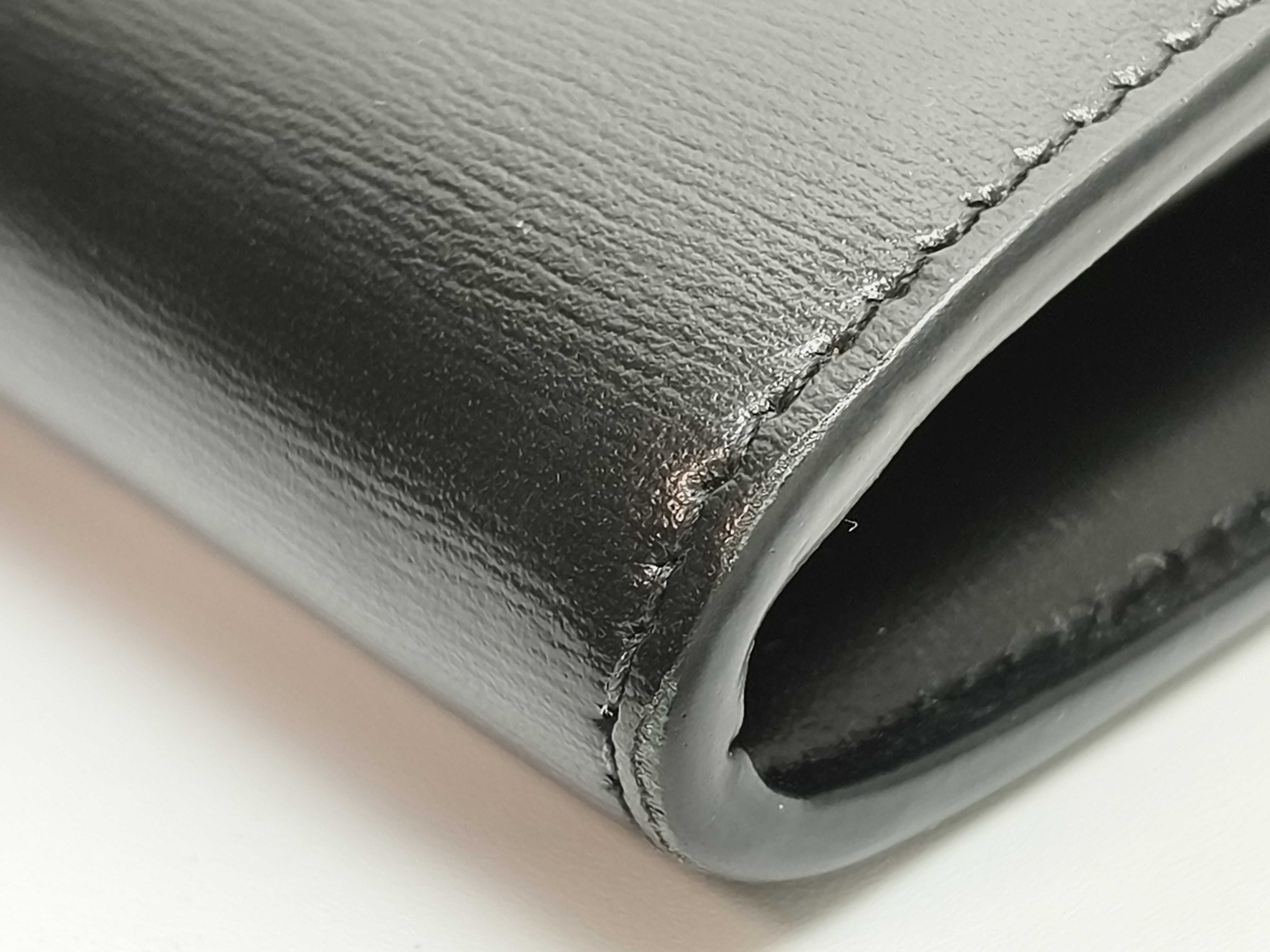 Triomphe Box Calf Leather Bi-fold Long Wallet Black Serial Number Wallet — view 4