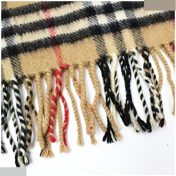 Cashmere Scarf Beige Check Pattern — view 4