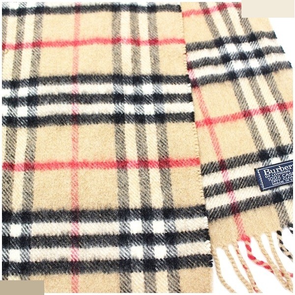 Cashmere Scarf Beige Check Pattern — view 5