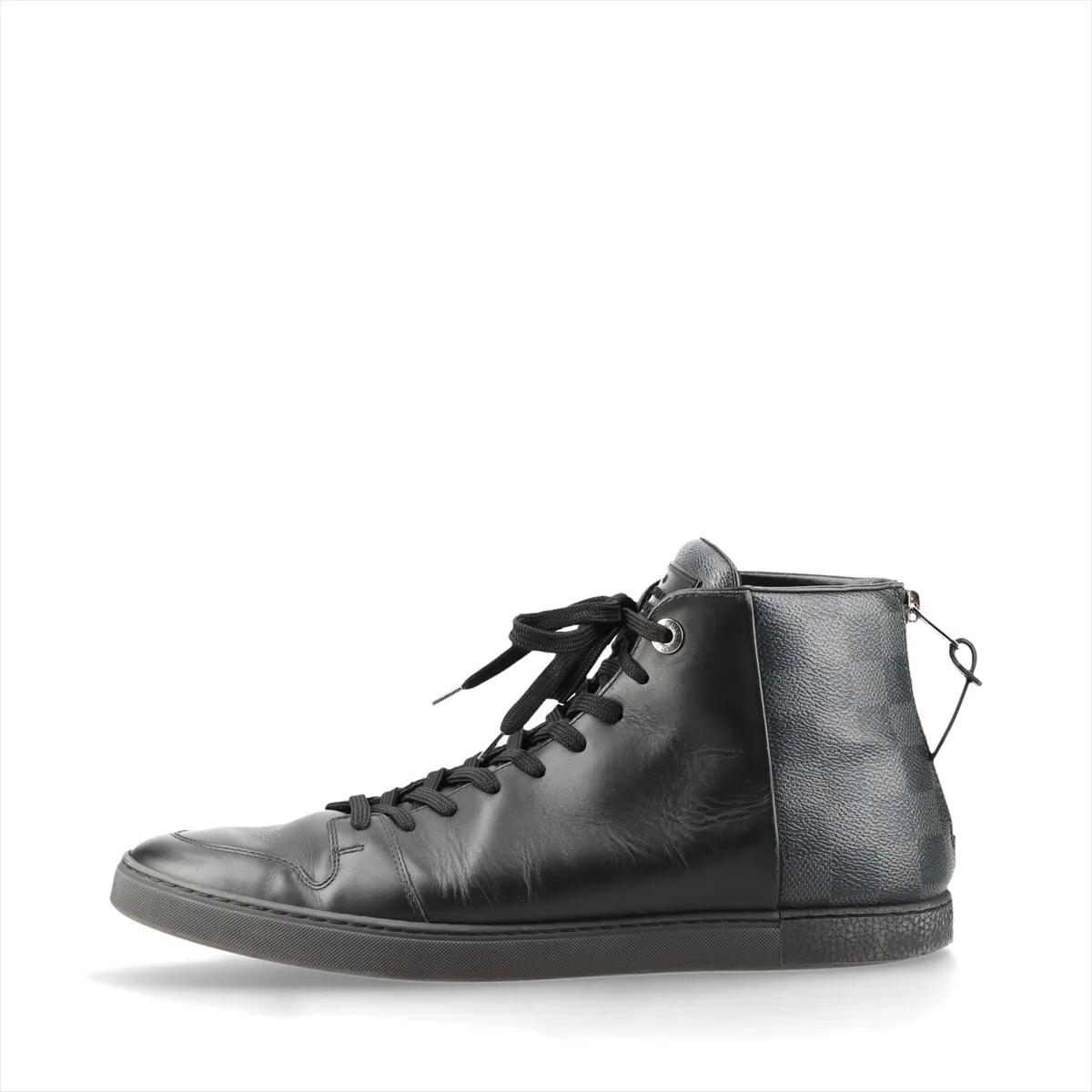 2017 Leather High-Top Sneakers, Size 9, Men's, Black x Gray, MS0127, Damier Pattern,