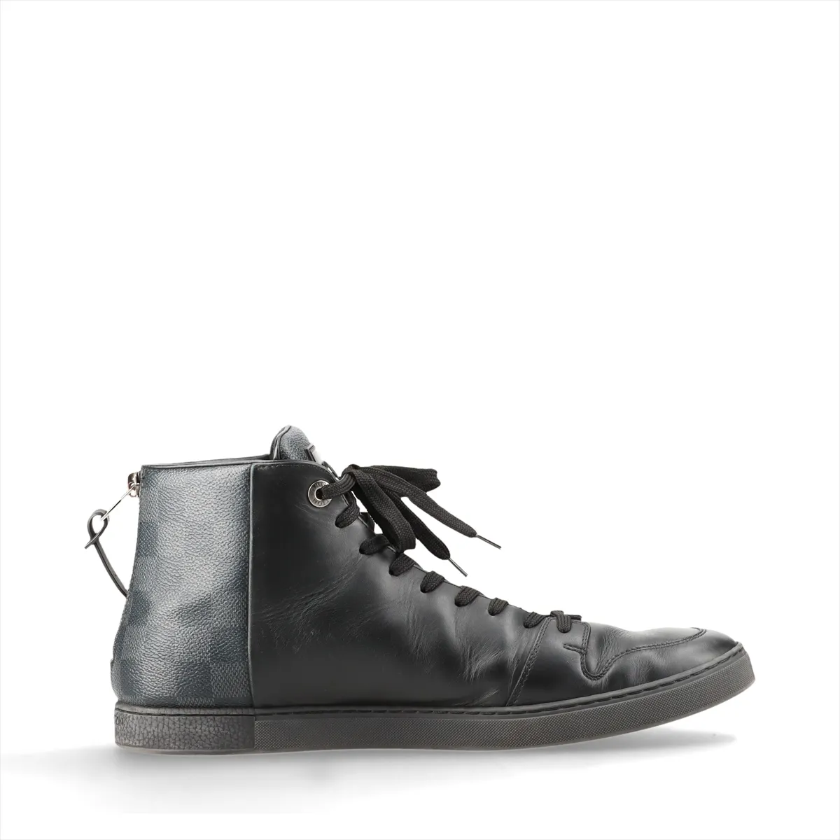 2017 Leather High-Top Sneakers, Size 9, Men's, Black x Gray, MS0127, Damier Pattern, — view 2