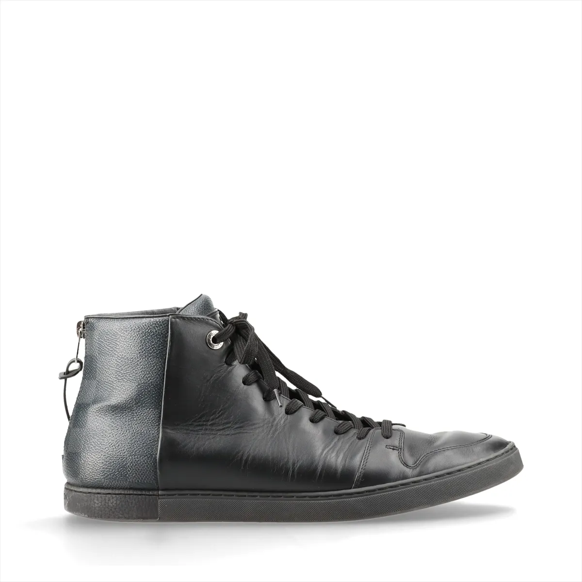 2017 Leather High-Top Sneakers, Size 9, Men's, Black x Gray, MS0127, Damier Pattern, — view 3