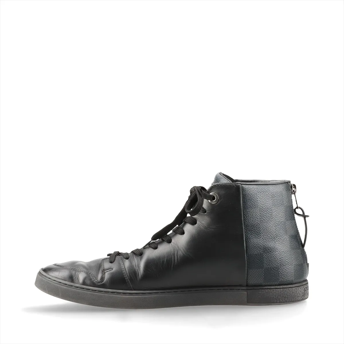 2017 Leather High-Top Sneakers, Size 9, Men's, Black x Gray, MS0127, Damier Pattern, — view 4