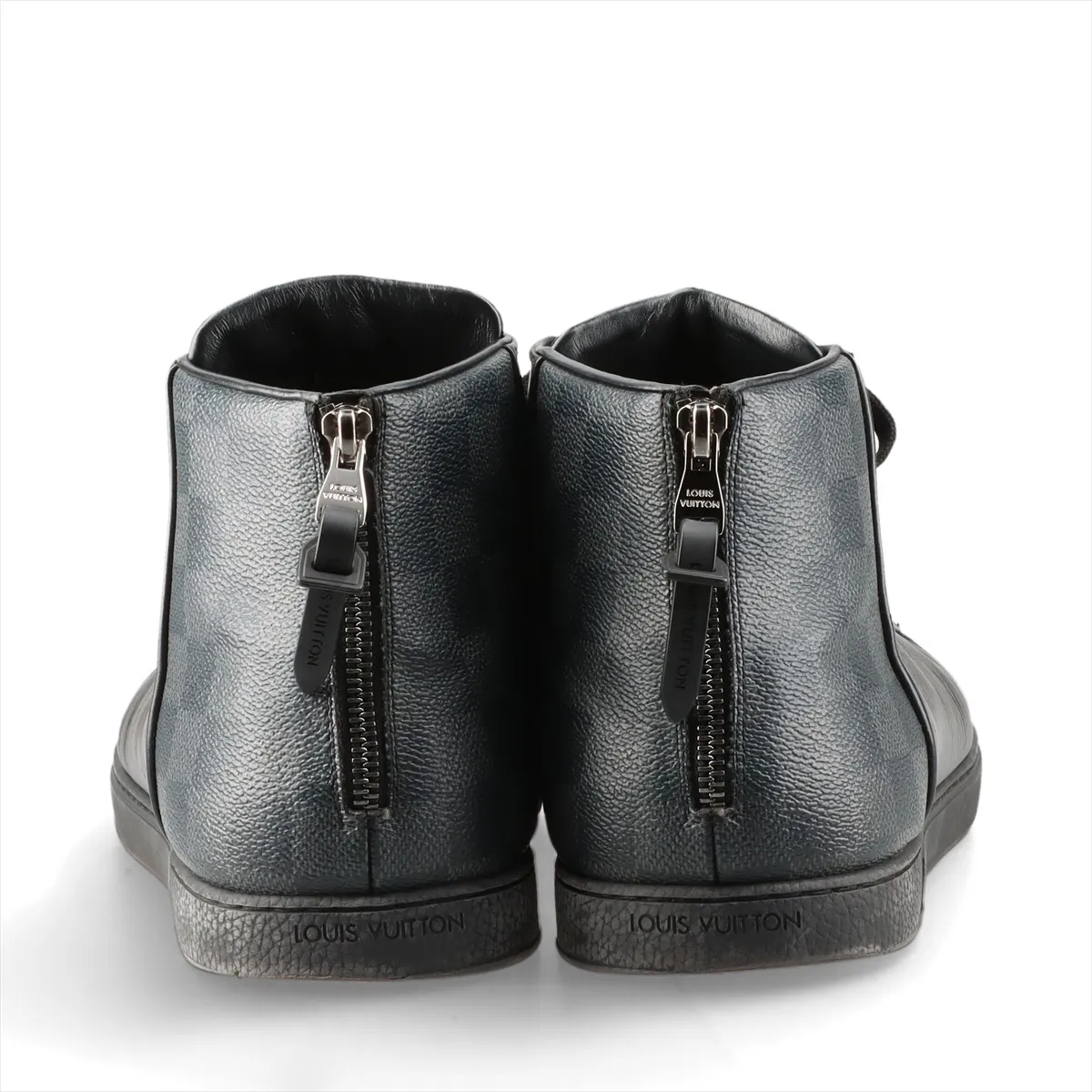 2017 Leather High-Top Sneakers, Size 9, Men's, Black x Gray, MS0127, Damier Pattern, — view 6