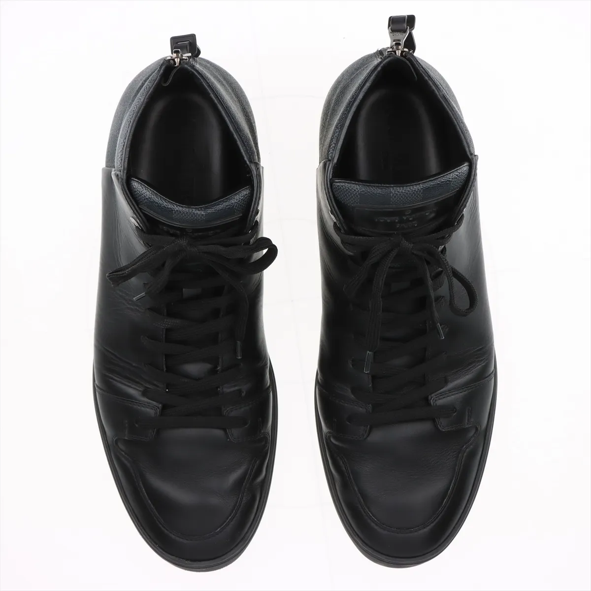 2017 Leather High-Top Sneakers, Size 9, Men's, Black x Gray, MS0127, Damier Pattern, — view 7