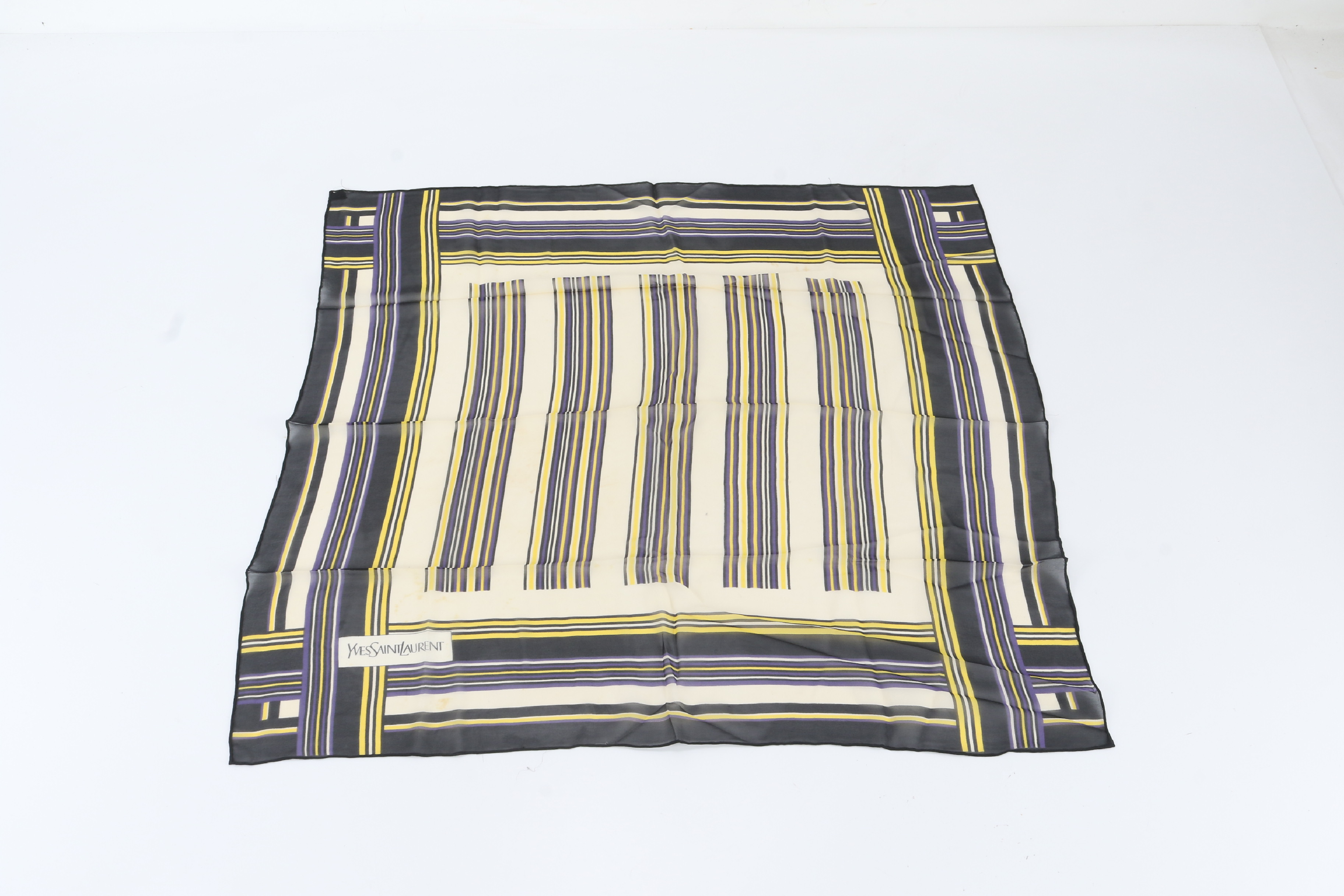 (YSL) tagged 100% silk scarf, all-over pattern, other accessories.
