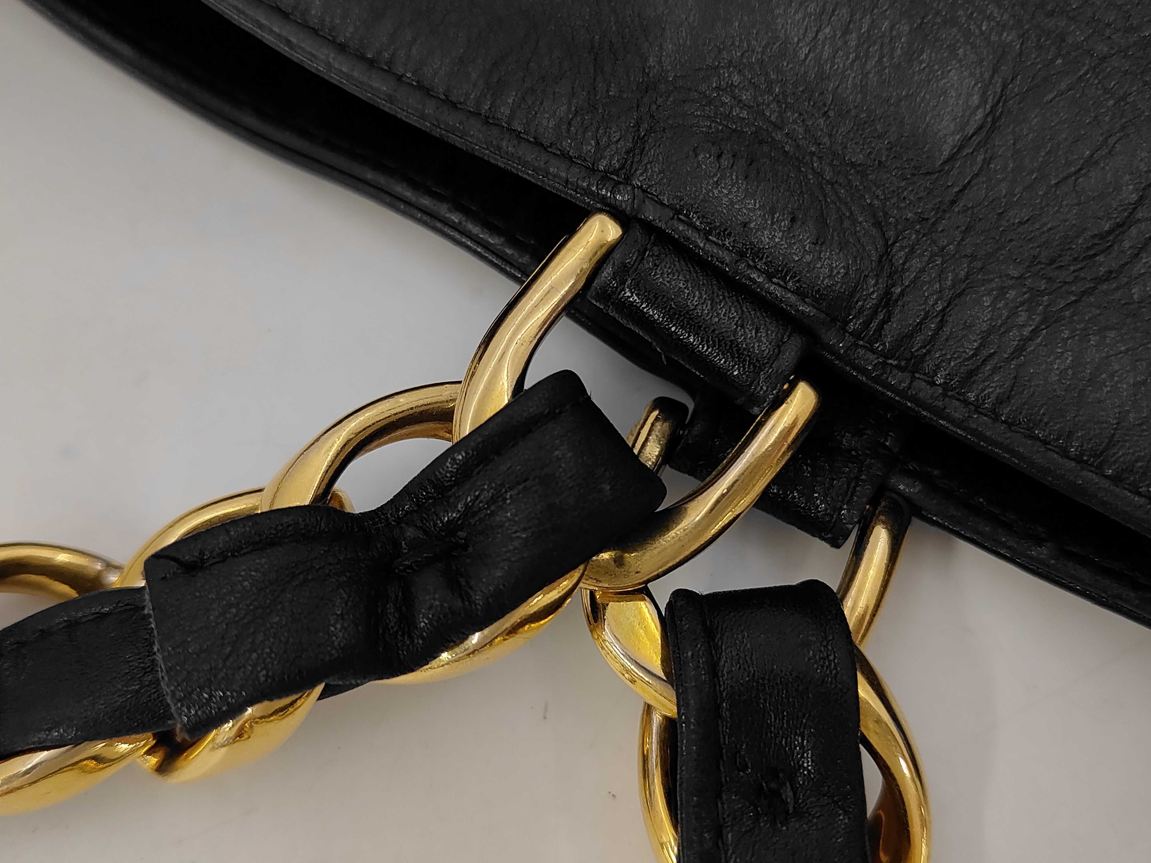 Lambskin Large Coco Gold Hardware Black Chain Tote Bag — view 7
