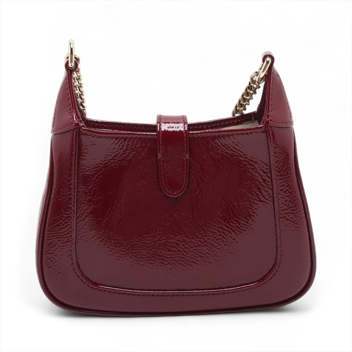 Jackie Notte Patent Leather Chain Shoulder Bag, Red, 782889 — view 2
