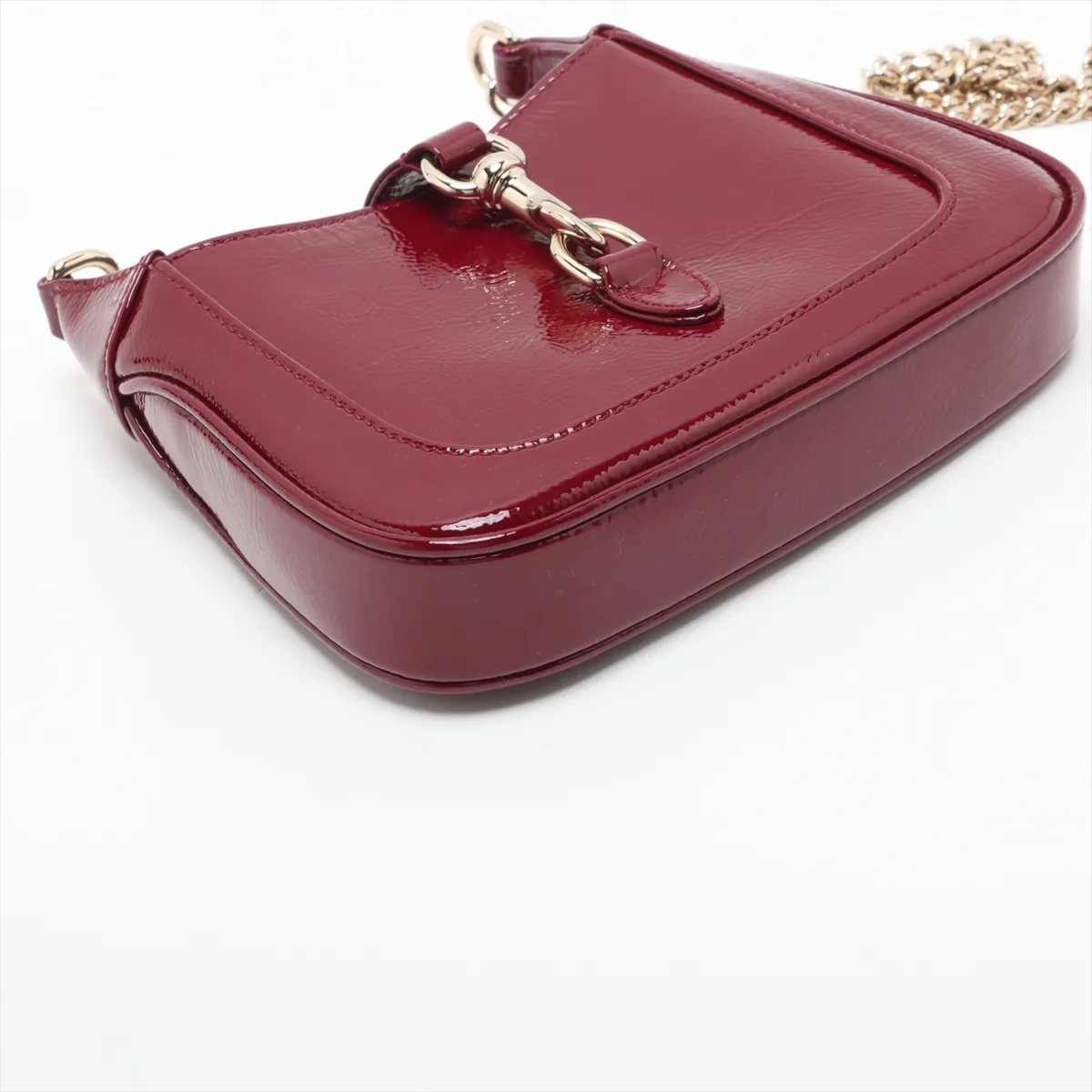 Jackie Notte Patent Leather Chain Shoulder Bag, Red, 782889 — view 4