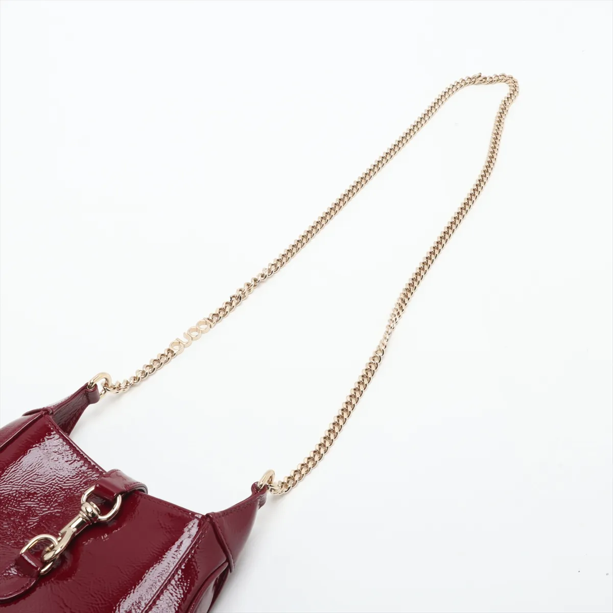 Jackie Notte Patent Leather Chain Shoulder Bag, Red, 782889 — view 5