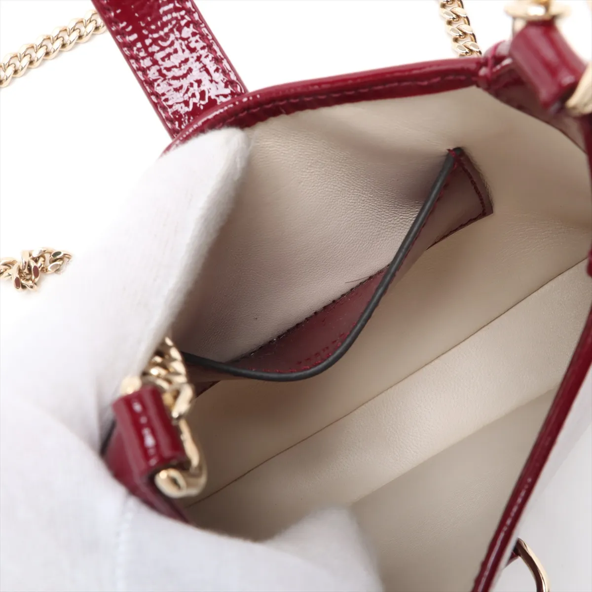 Jackie Notte Patent Leather Chain Shoulder Bag, Red, 782889 — view 7