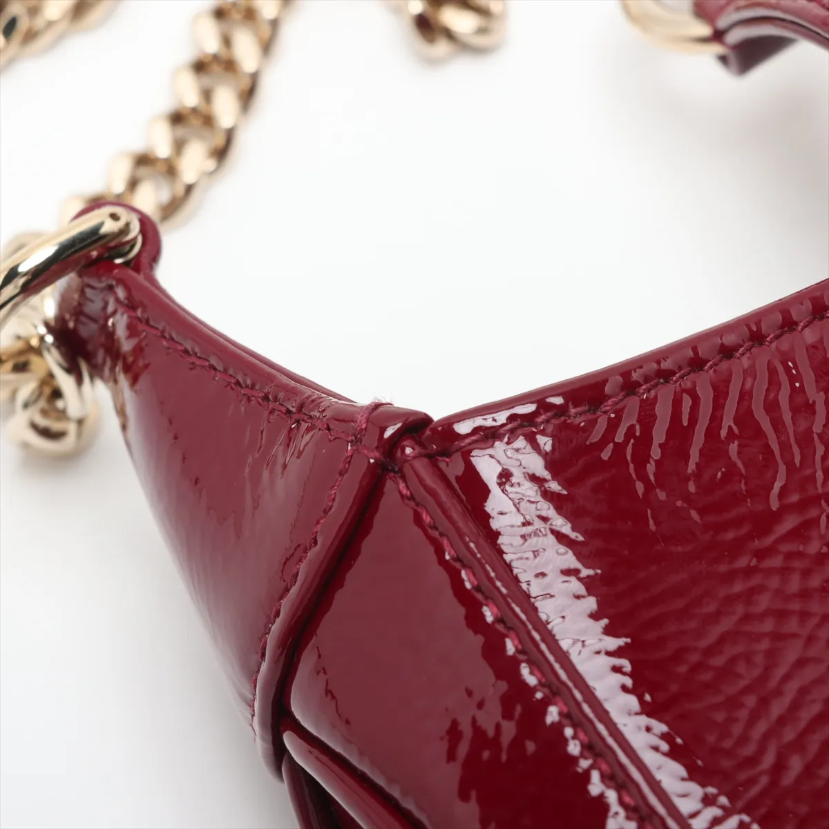Jackie Notte Patent Leather Chain Shoulder Bag, Red, 782889 — view 9