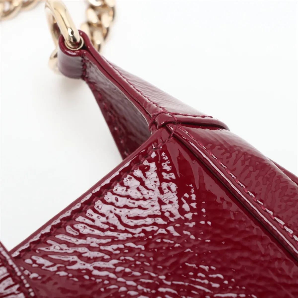 Jackie Notte Patent Leather Chain Shoulder Bag, Red, 782889 — view 10