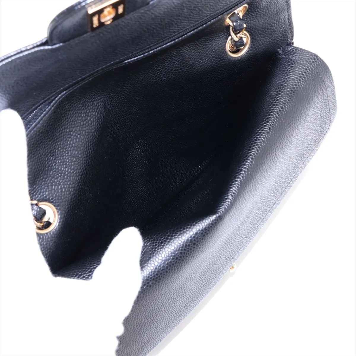 [Individually packaged] Chanel Matelassé 25 Caviar Skin Double Flap Double Chain Bag, Black with Gold Hardware, 16896841, Serial Number 16, Series A01112 — view 11