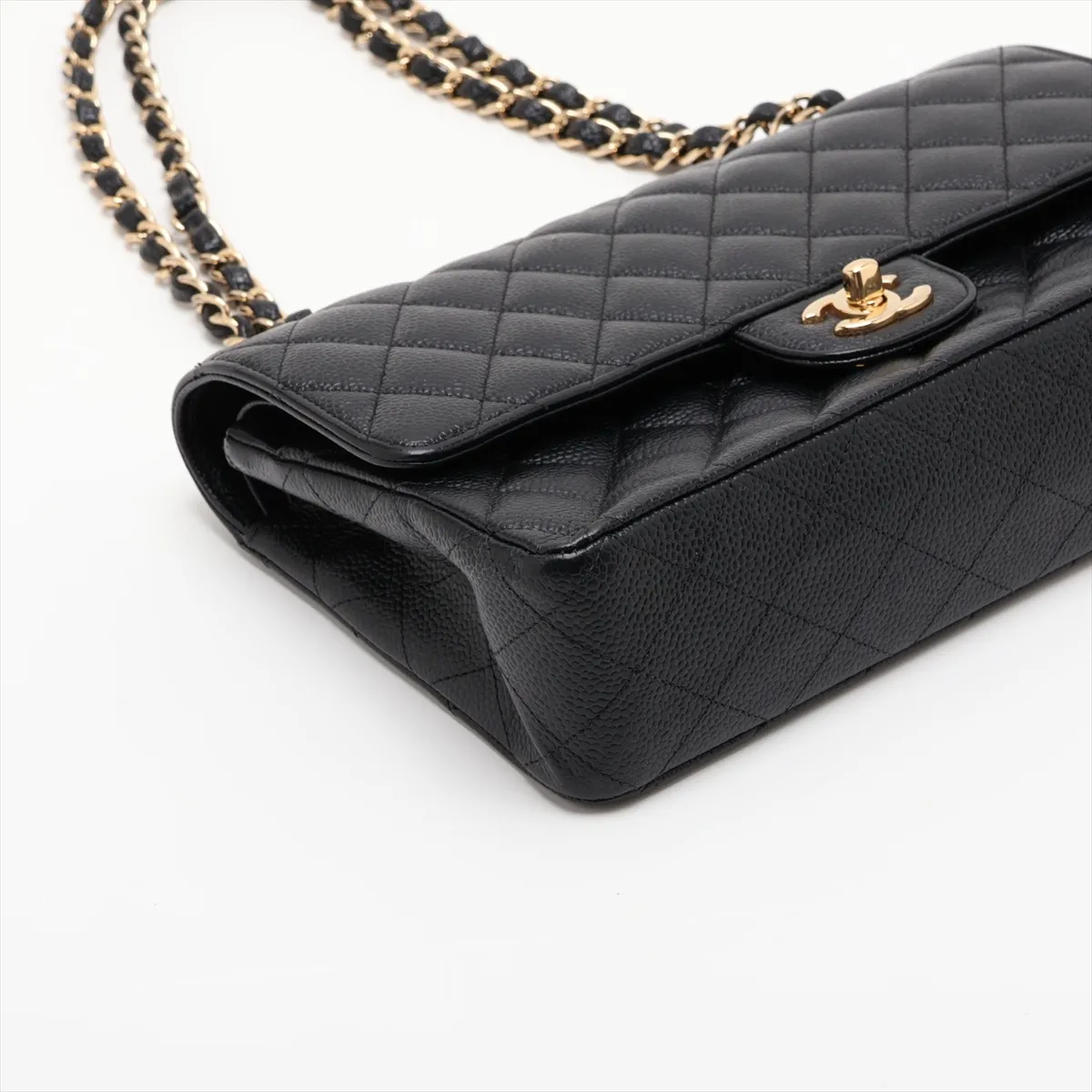 [Individually packaged] Chanel Matelassé 25 Caviar Skin Double Flap Double Chain Bag, Black with Gold Hardware, 16896841, Serial Number 16, Series A01112 — view 4