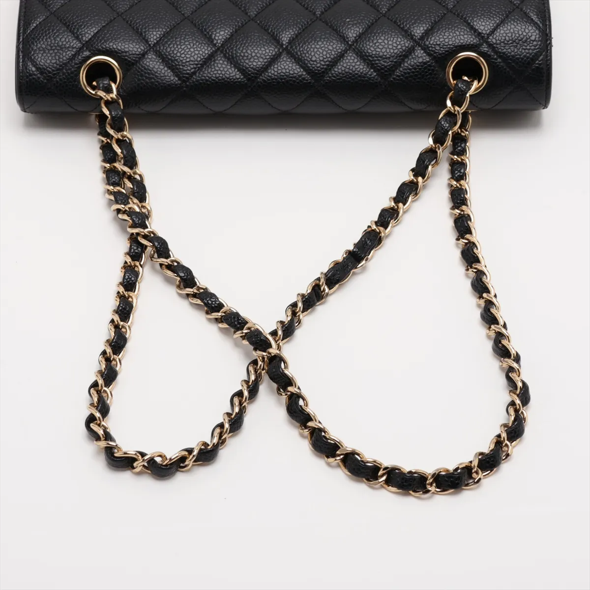 [Individually packaged] Chanel Matelassé 25 Caviar Skin Double Flap Double Chain Bag, Black with Gold Hardware, 16896841, Serial Number 16, Series A01112 — view 5