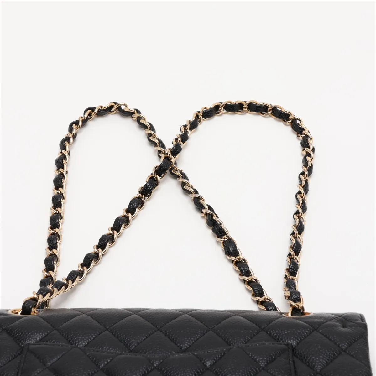 [Individually packaged] Chanel Matelassé 25 Caviar Skin Double Flap Double Chain Bag, Black with Gold Hardware, 16896841, Serial Number 16, Series A01112 — view 6