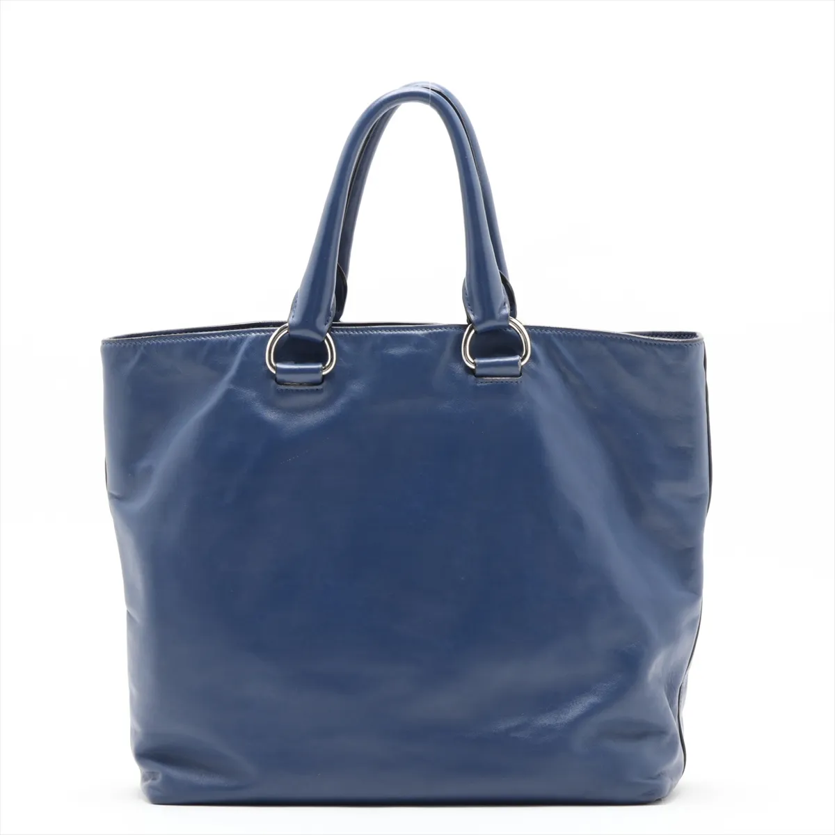 Leather 2-Way Tote Bag, Blue — view 2