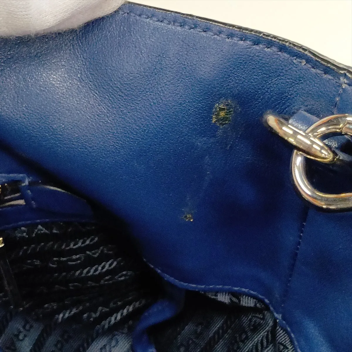Leather 2-Way Tote Bag, Blue — view 13