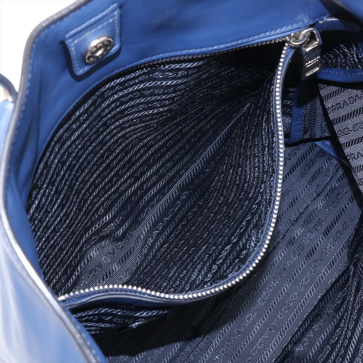 Leather 2-Way Tote Bag, Blue — view 9