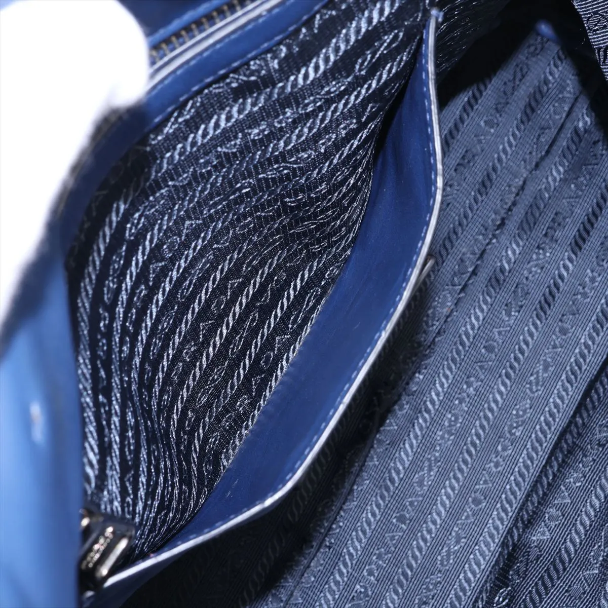 Leather 2-Way Tote Bag, Blue — view 10