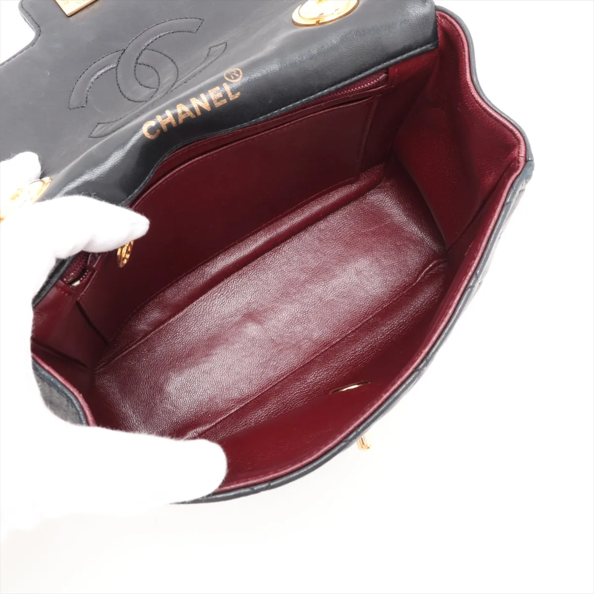 Matelassé Lambskin Handbag, Black with Gold Hardware, 2010147, Series 2 — view 7