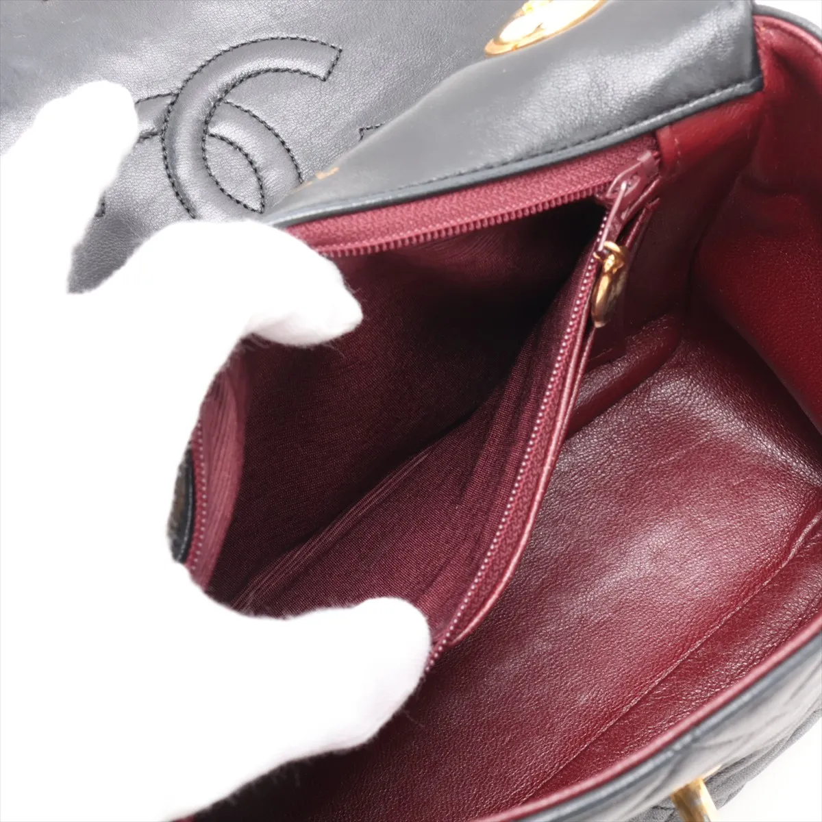 Matelassé Lambskin Handbag, Black with Gold Hardware, 2010147, Series 2 — view 8