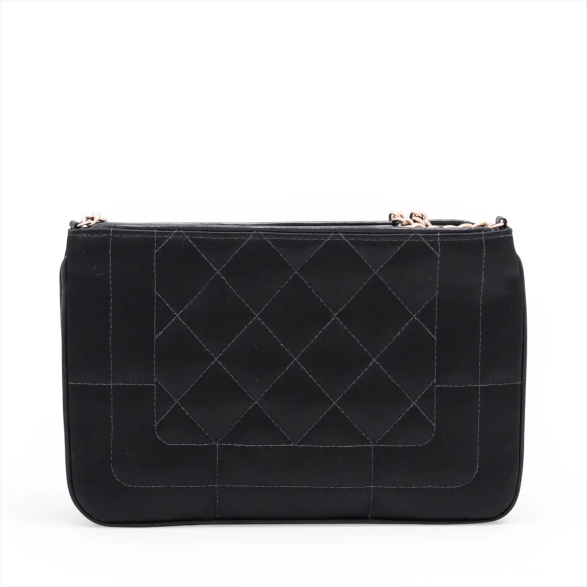 Coco Mark Satin x Leather Chain Shoulder Bag with Fringe, Black, Gold Hardware, 8448942 (Serial Number 8) — view 2