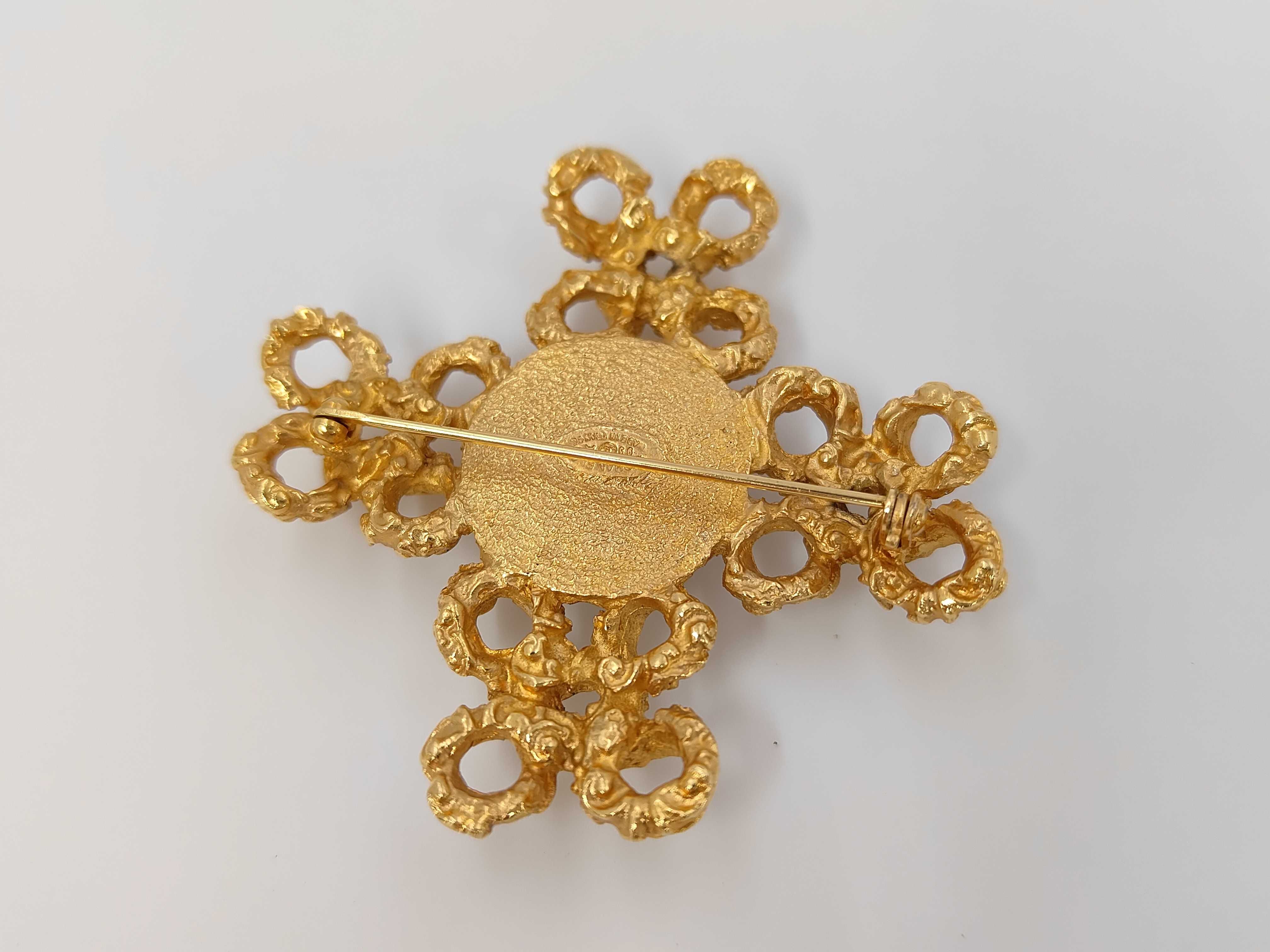 faux pearl brooch with gold hardware — view 2