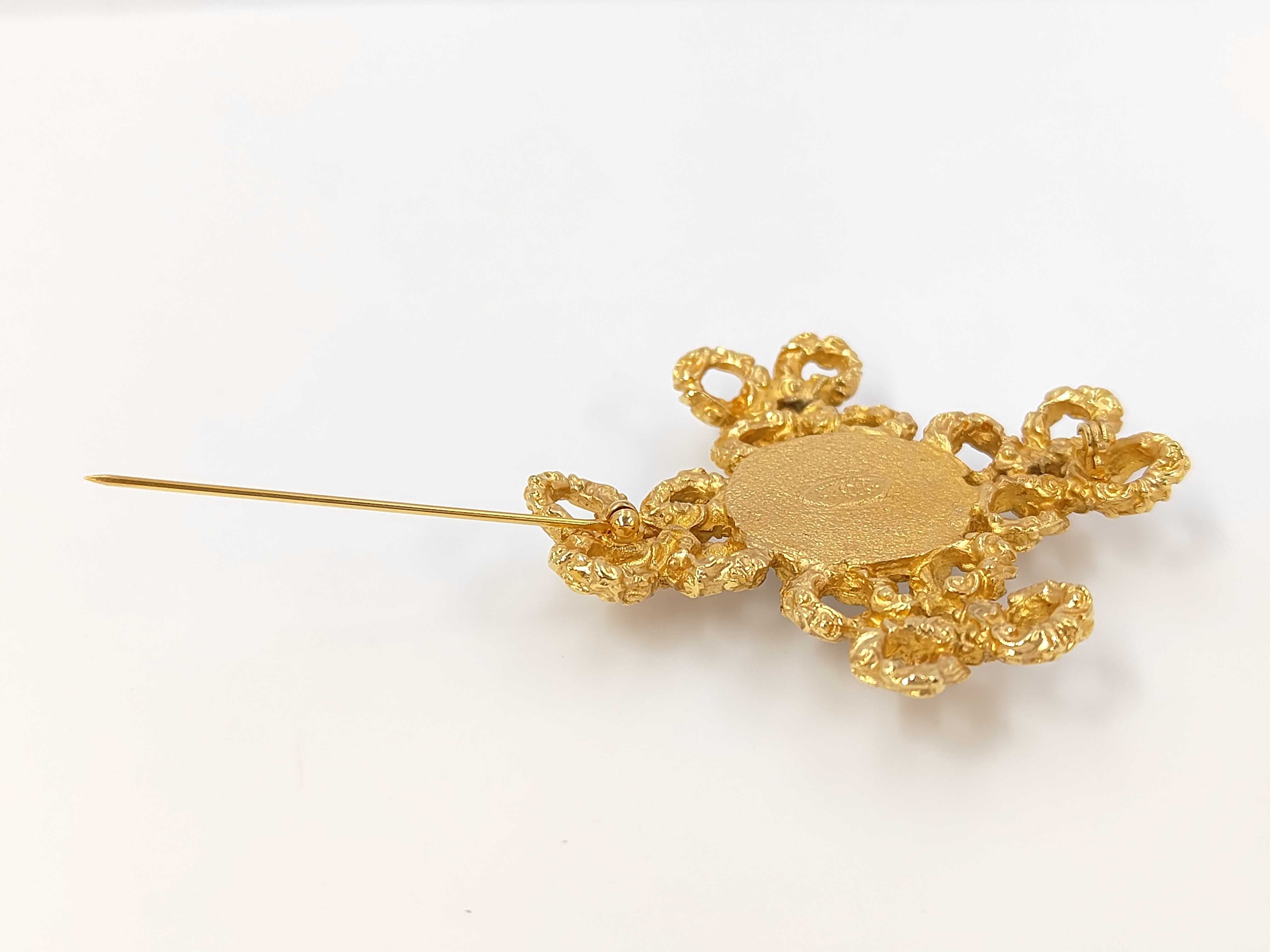 faux pearl brooch with gold hardware — view 4