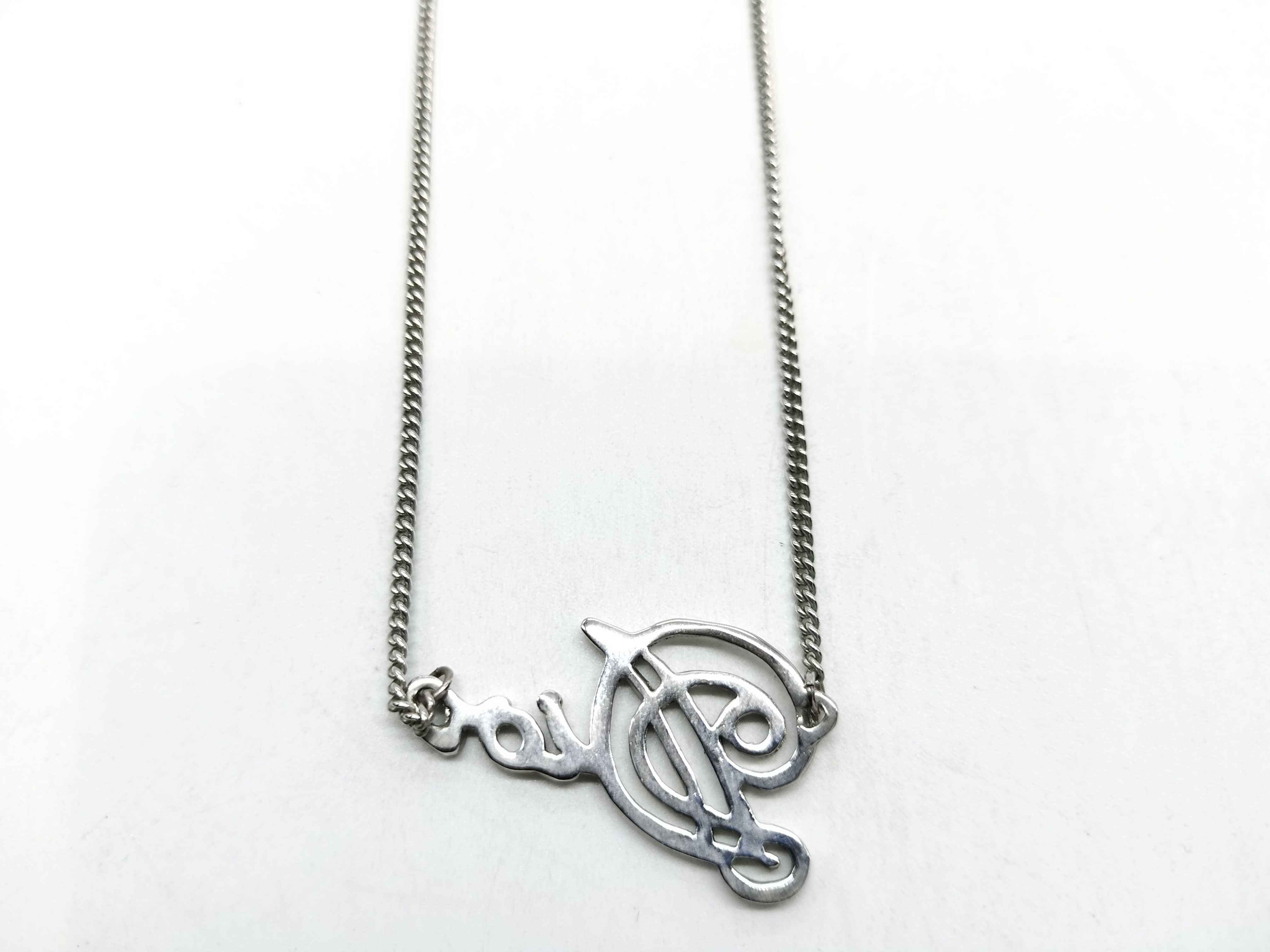 necklace logo silver color necklace — view 2