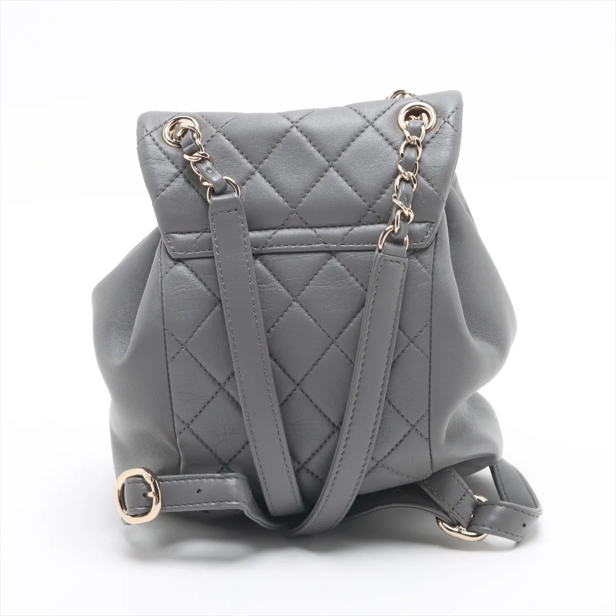 Matelasse Lambskin Chain Backpack Gray Gold Hardware N48U64C5 Random Plate — view 2