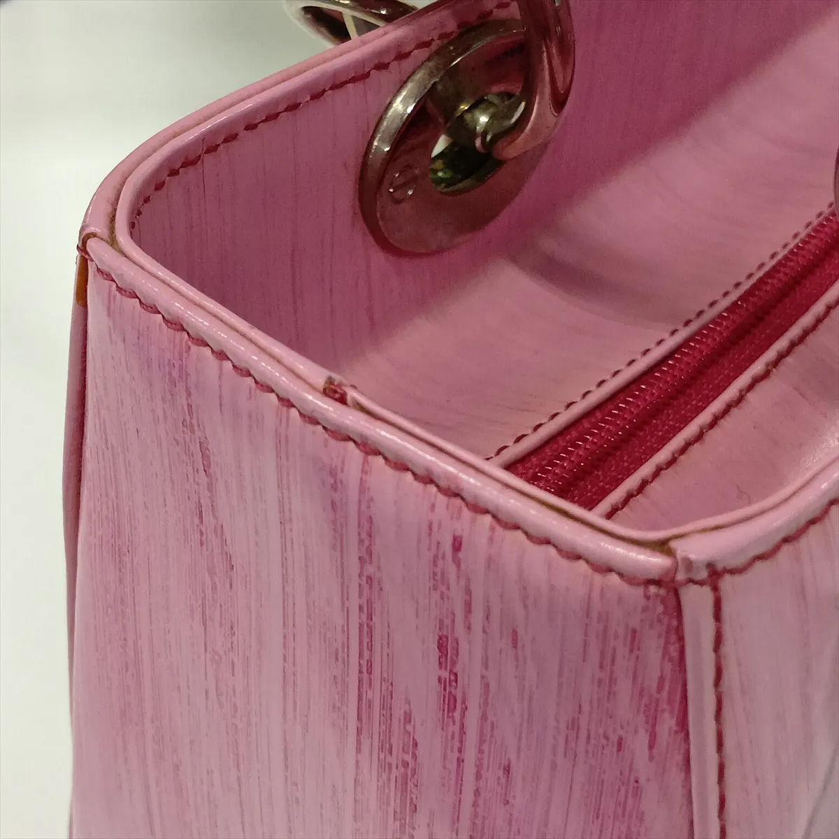 Lady Dior Leather 2-Way Handbag, Pink — view 13