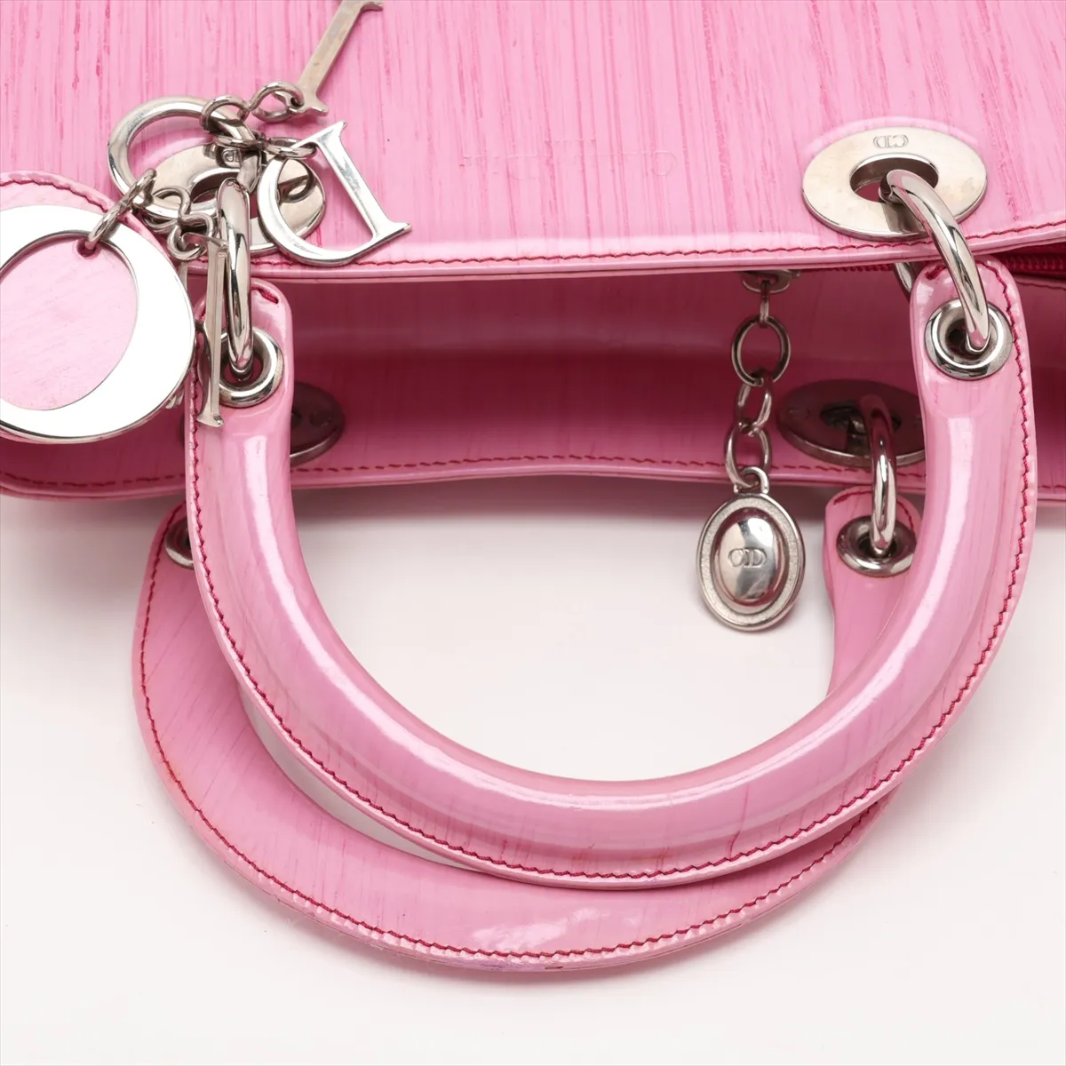 Lady Dior Leather 2-Way Handbag, Pink — view 5