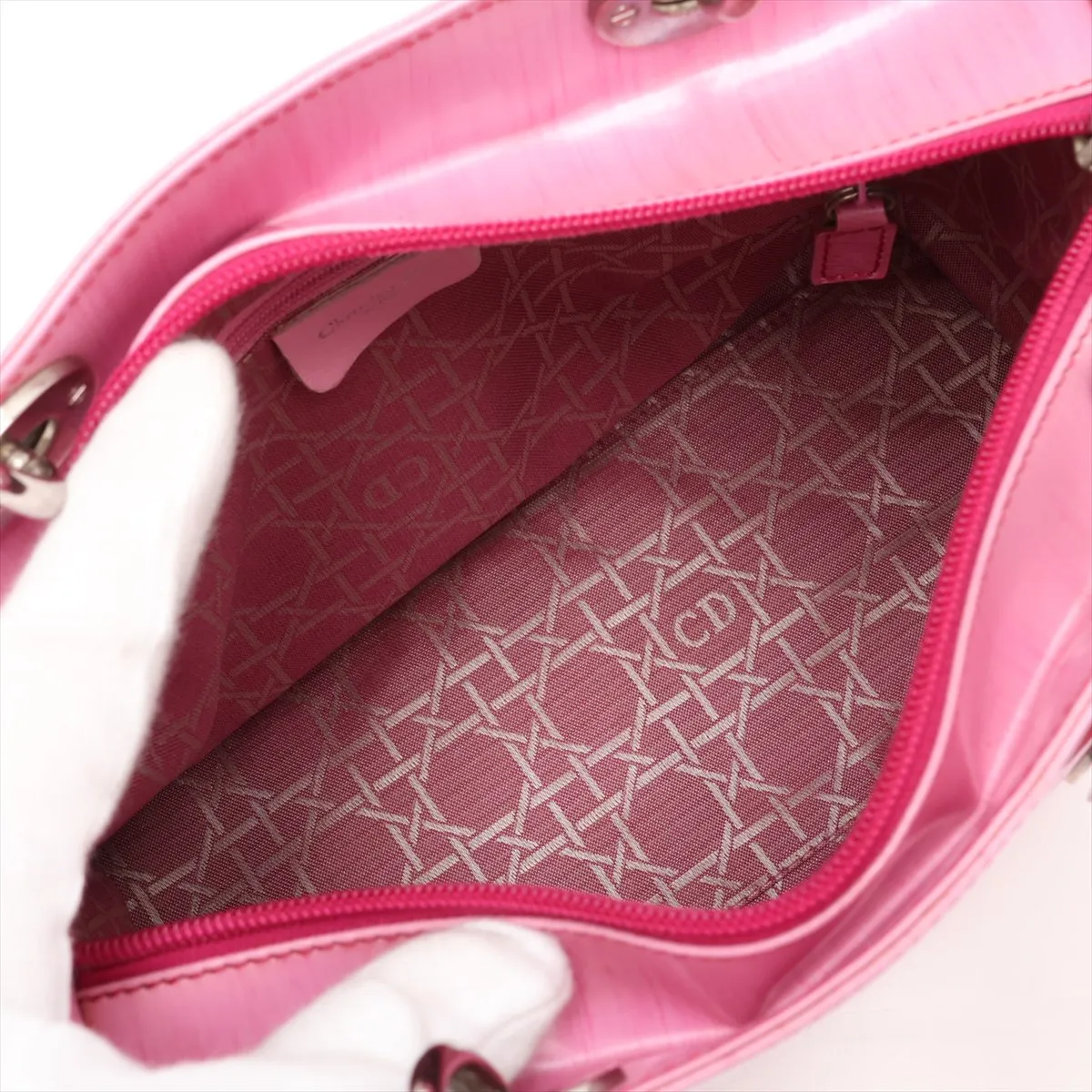 Lady Dior Leather 2-Way Handbag, Pink — view 8