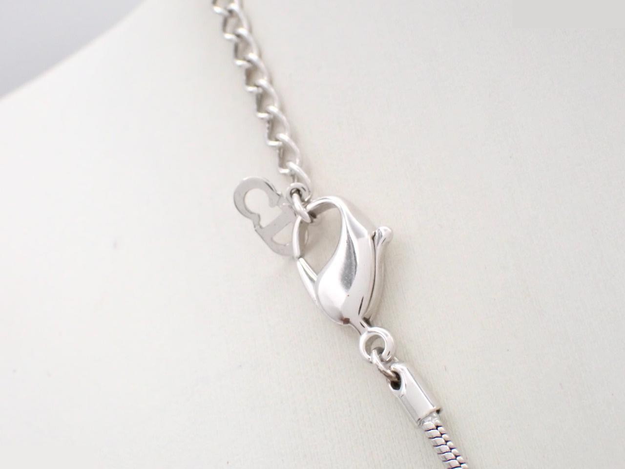Smile Rhinestone Silver Necklace, Neck Circumference Approx. 42cm — view 2