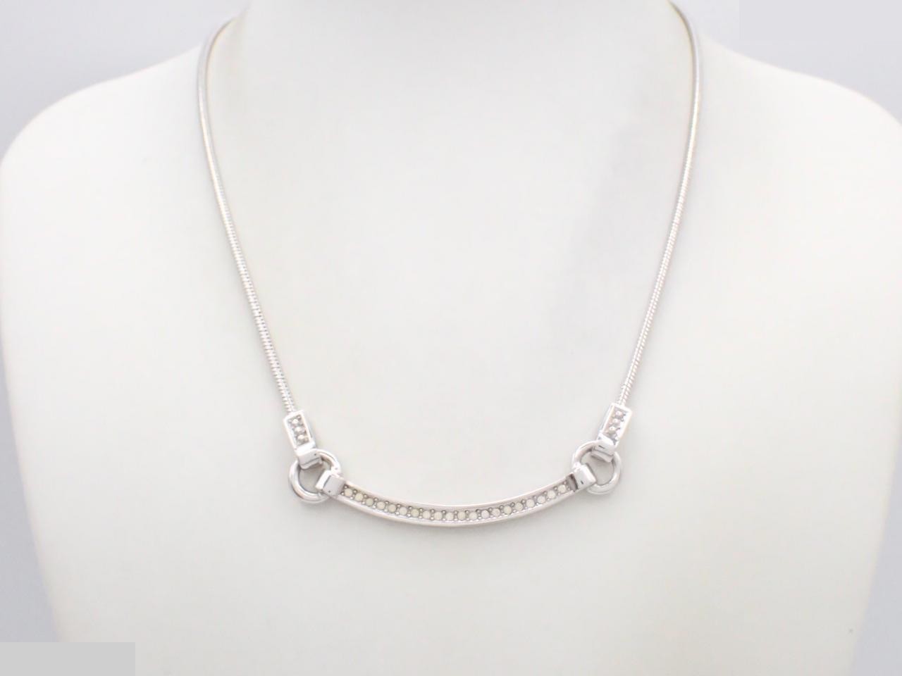 Smile Rhinestone Silver Necklace, Neck Circumference Approx. 42cm — view 3