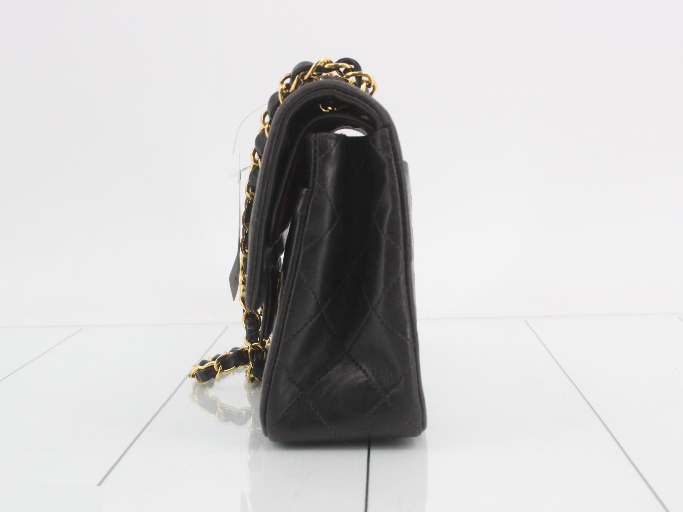 Matelassé 23 Double Chain Shoulder Bag, Double Flap, Lambskin, Black, Series 3, W23 — view 3