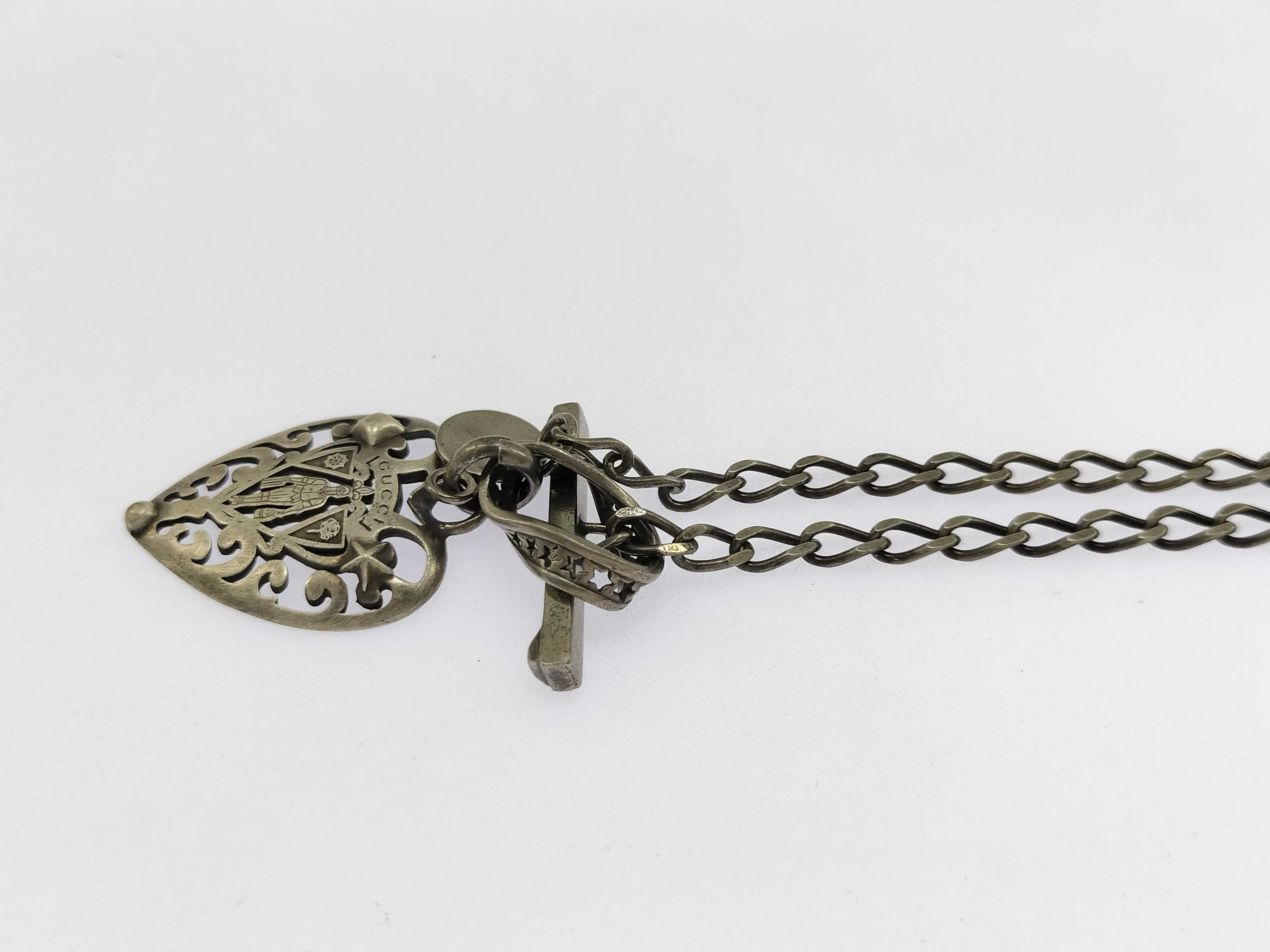 Old Gucci Crest Heart Necklace Pendant 925 Necklace — view 3