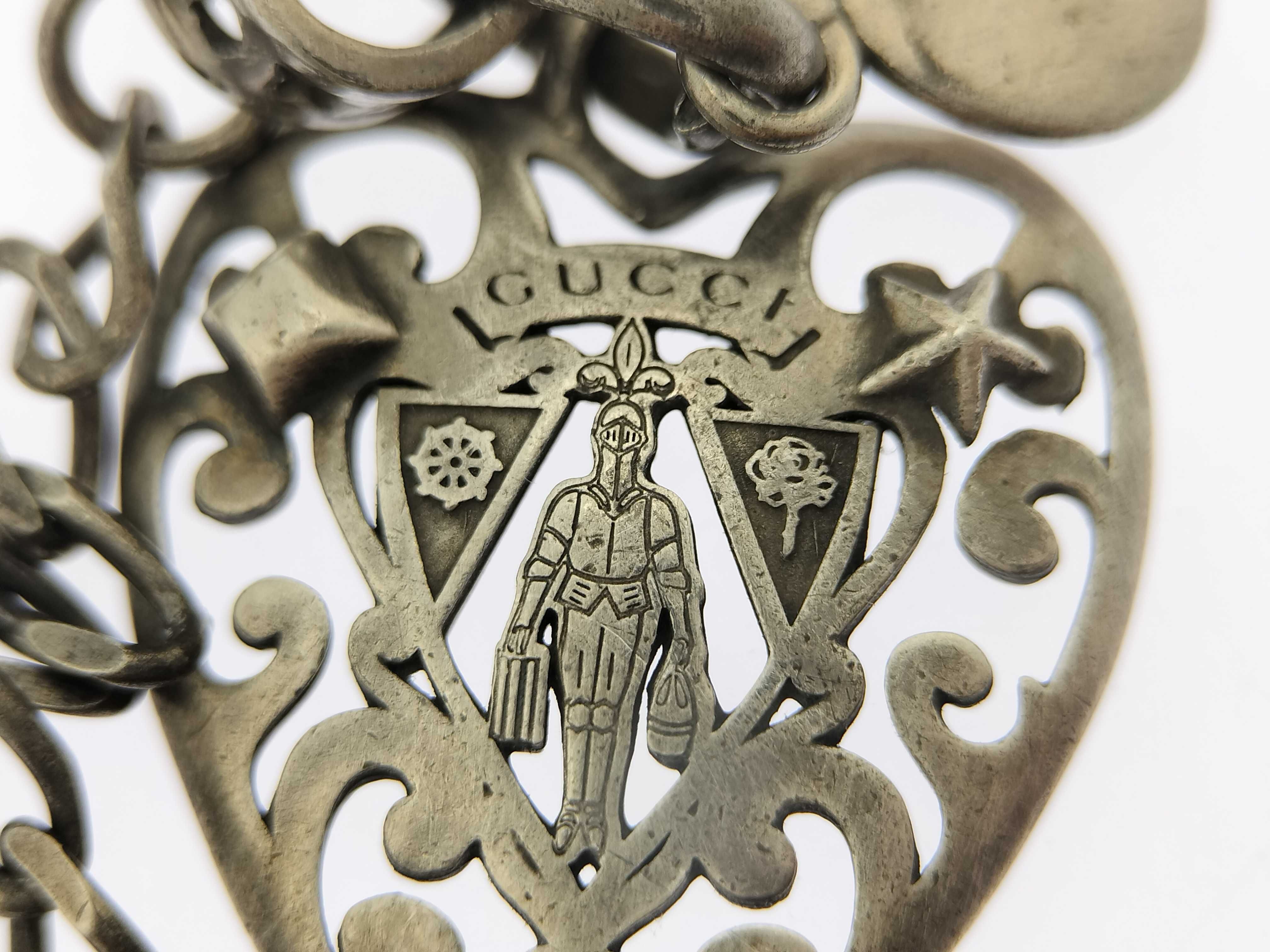 Old Gucci Crest Heart Necklace Pendant 925 Necklace — view 9