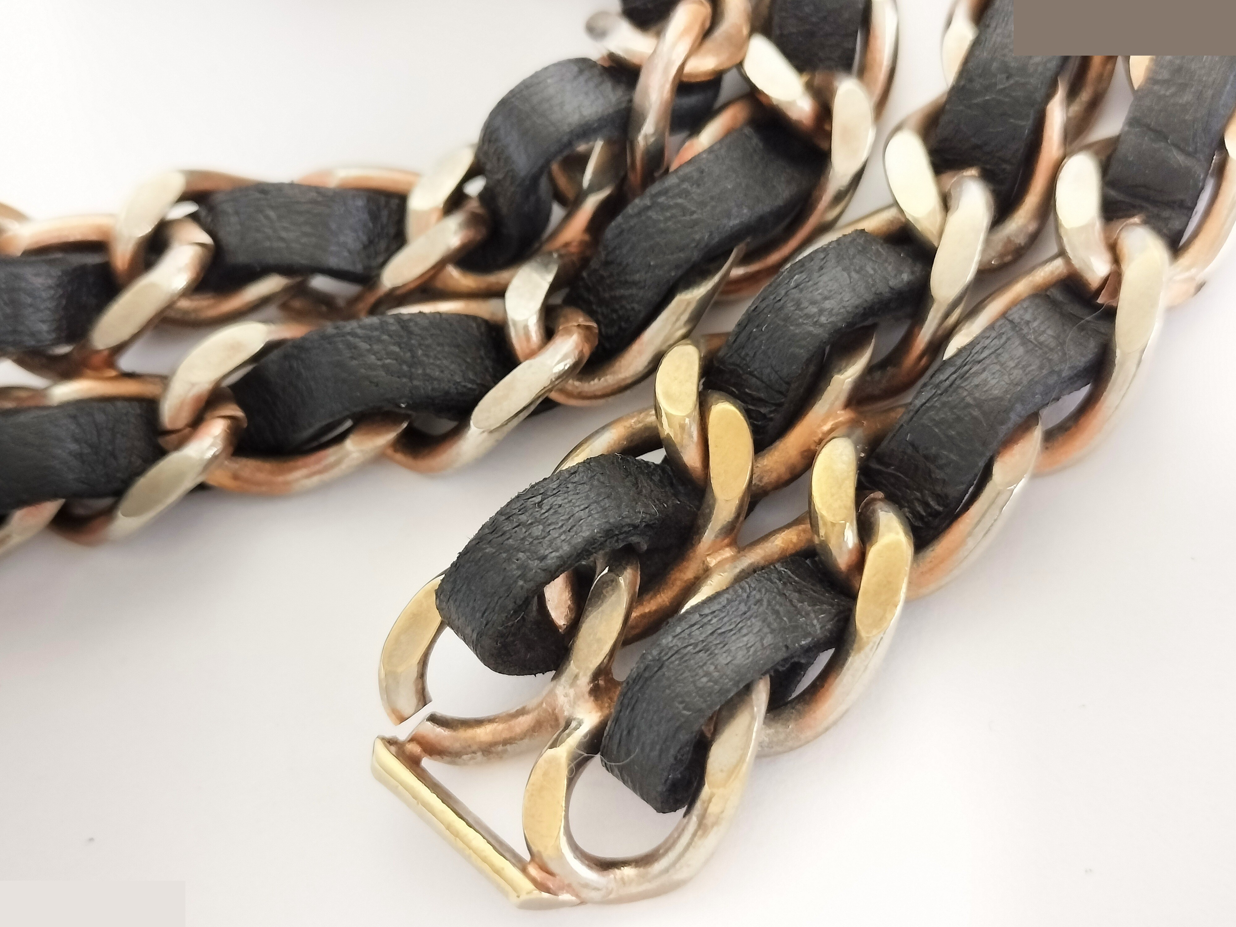 Coco Leather Gold Chain Belt, Total Length Approx. 70cm — view 4