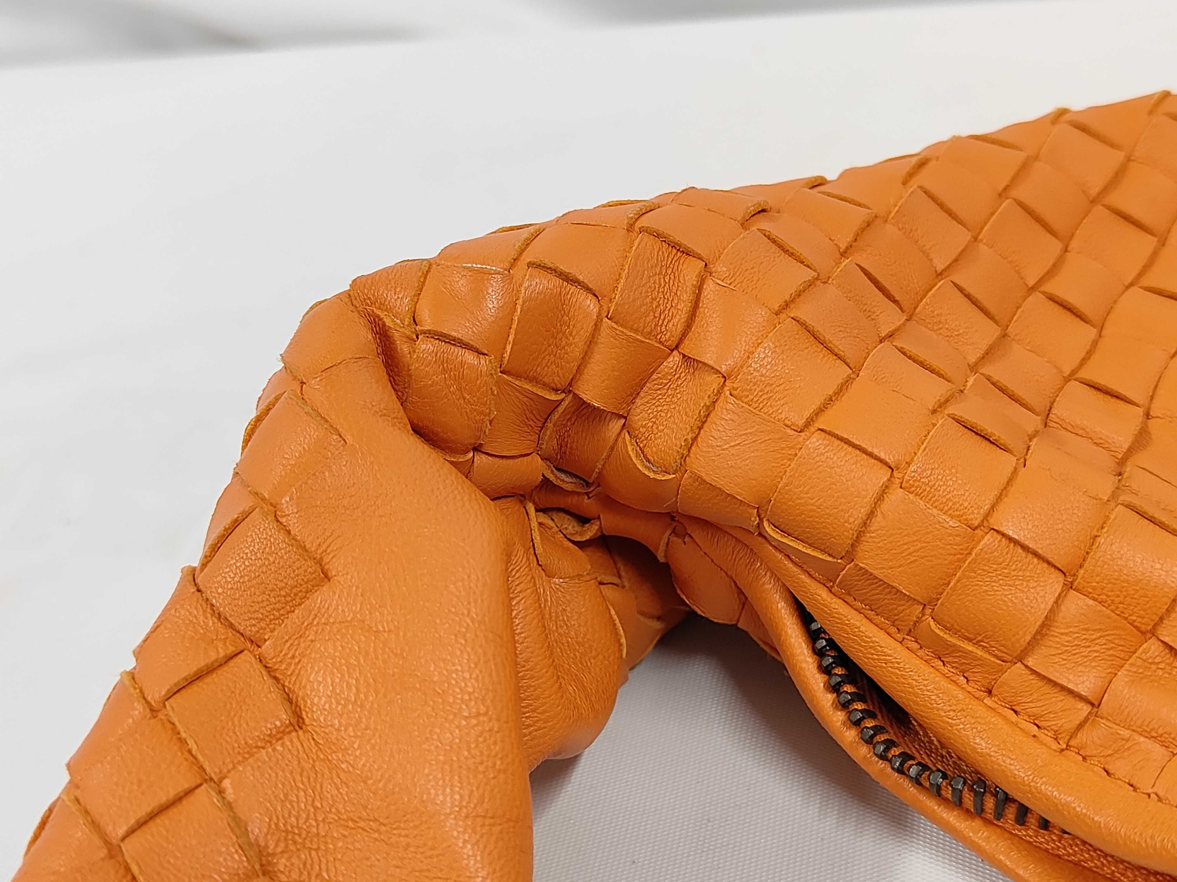 Intrecciato Hobo Orange One-Shoulder Bag with Mirror — view 8