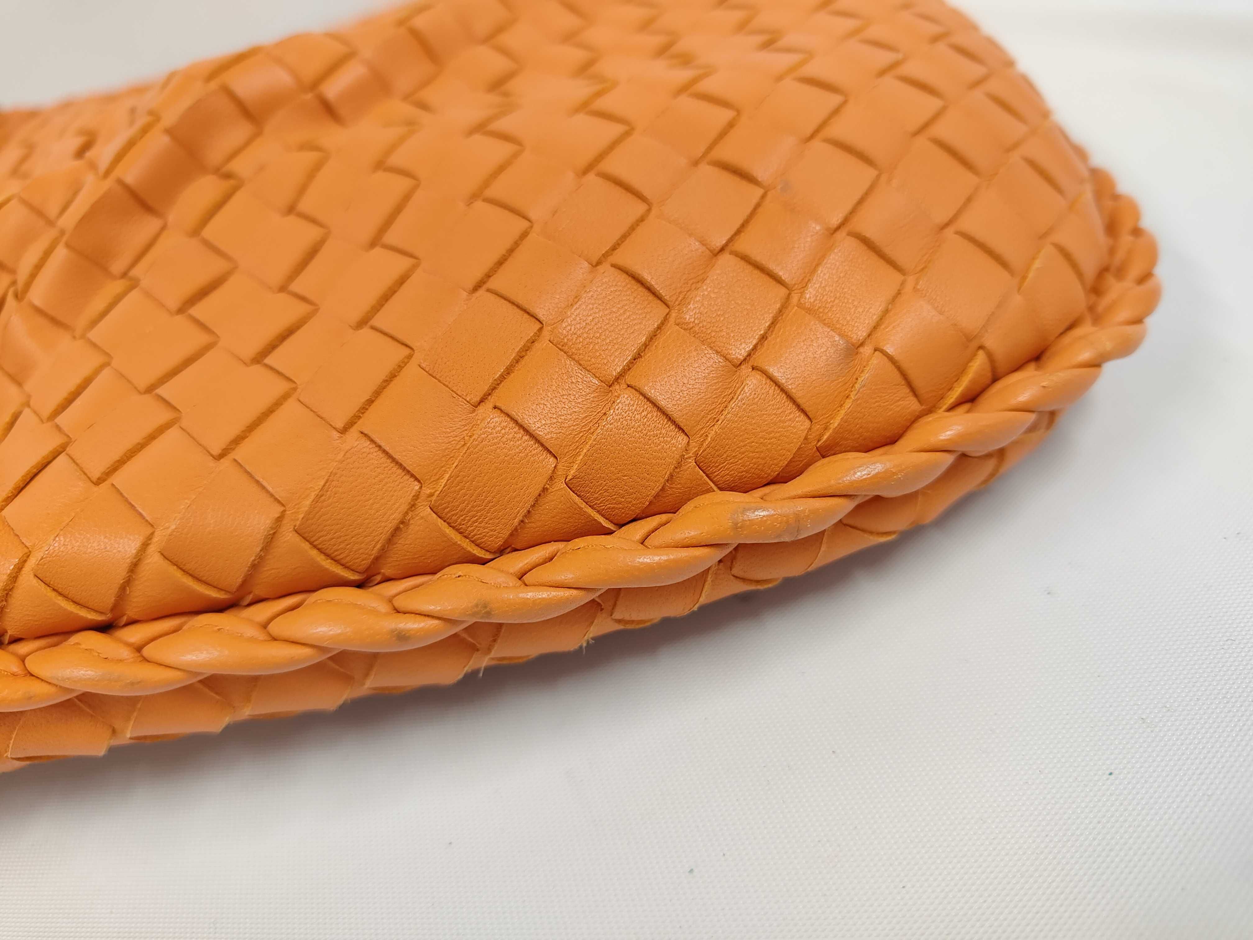Intrecciato Hobo Orange One-Shoulder Bag with Mirror — view 9